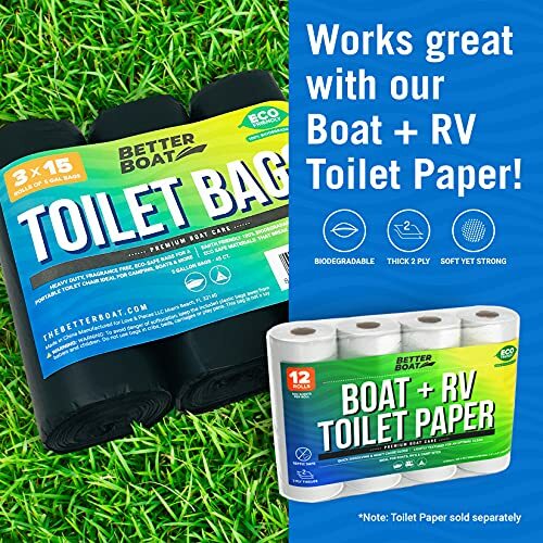 Better Boat 45 Portable Toilet Bags for Camping Boating Outdoors 100%