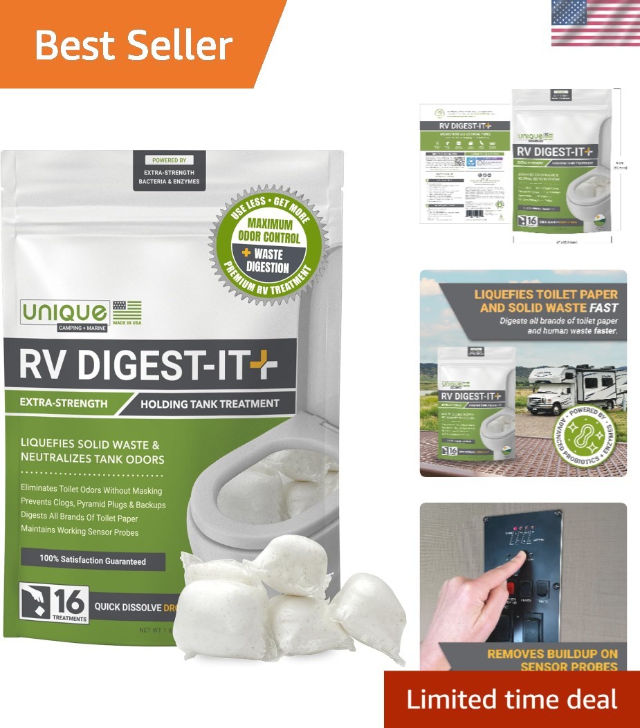 RV Digest-It+ Extra-Strength Toilet Treatment Pods – 16 Pack, Odor Eliminator