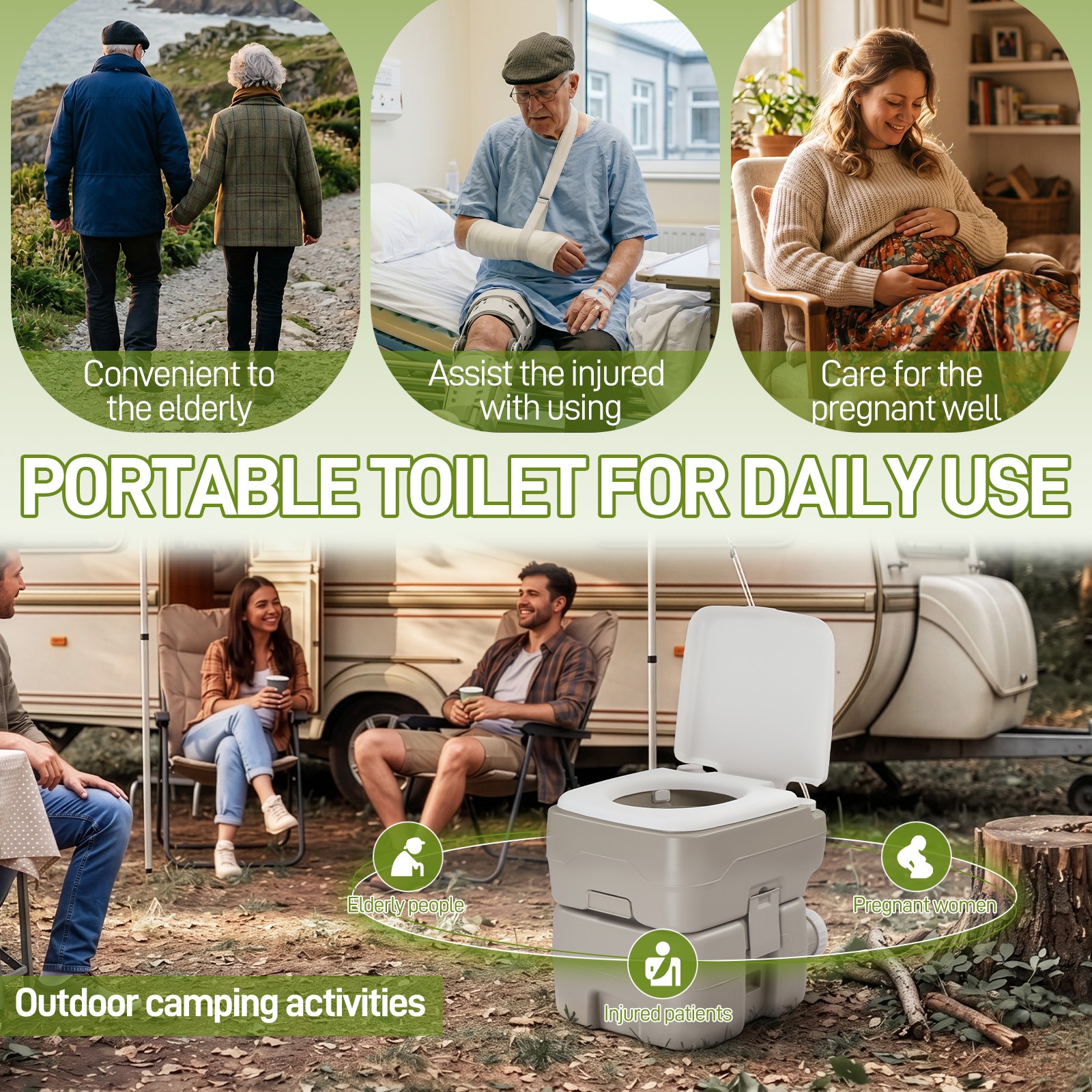 20L Outdoor Camping Toilet 5 Gallon Portable Potty Hygiene Equipment Garden