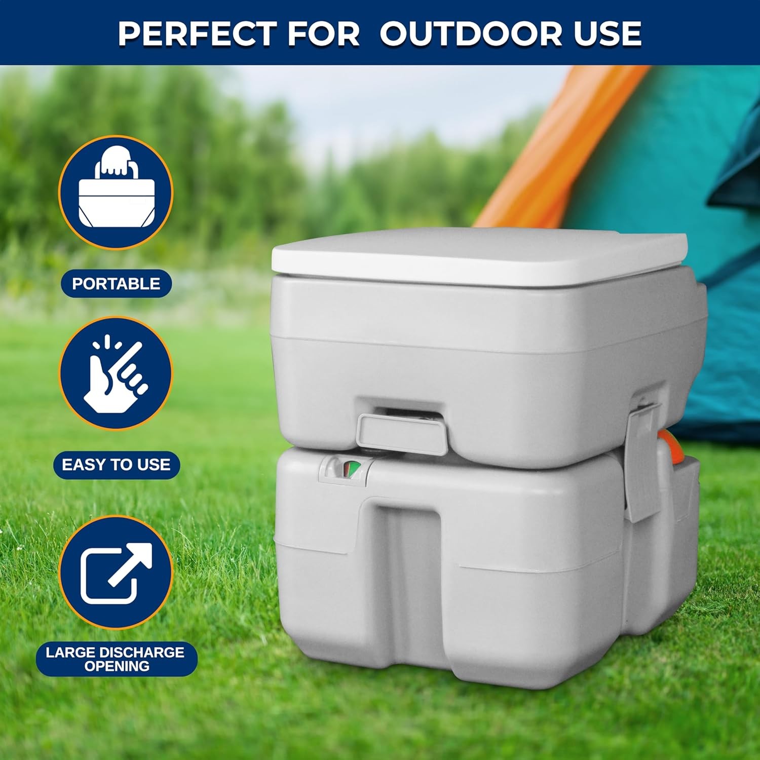 SereneLife 5.2 Gal Portable Camping Toilet For Adults, 100+ Flushes, Porta Potty