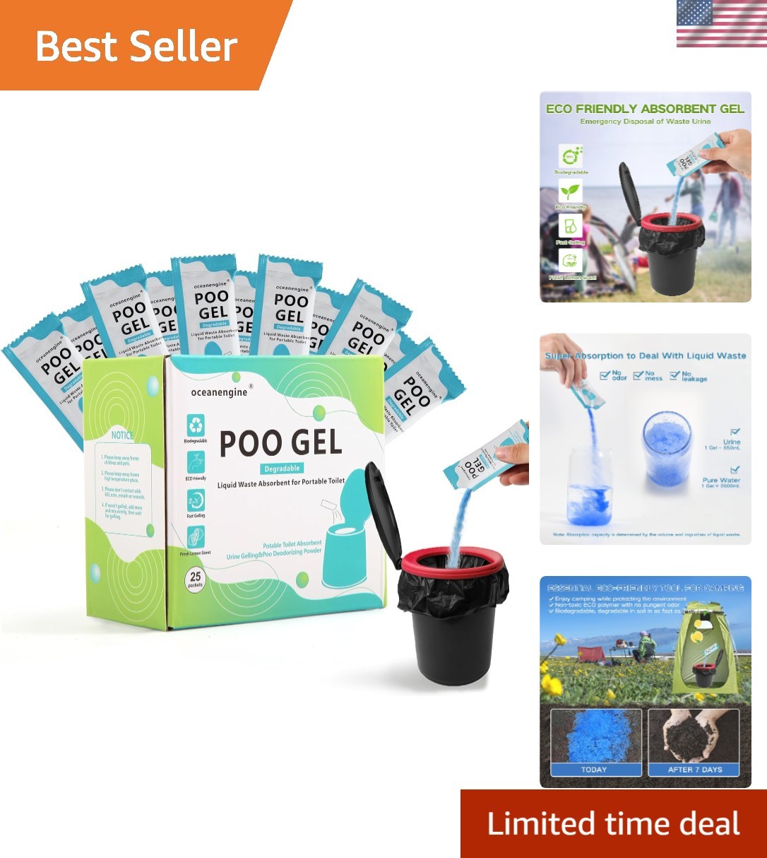 Lightweight Portable Toilet Powder – 25 Sachets for Ultimate Camping Convenience