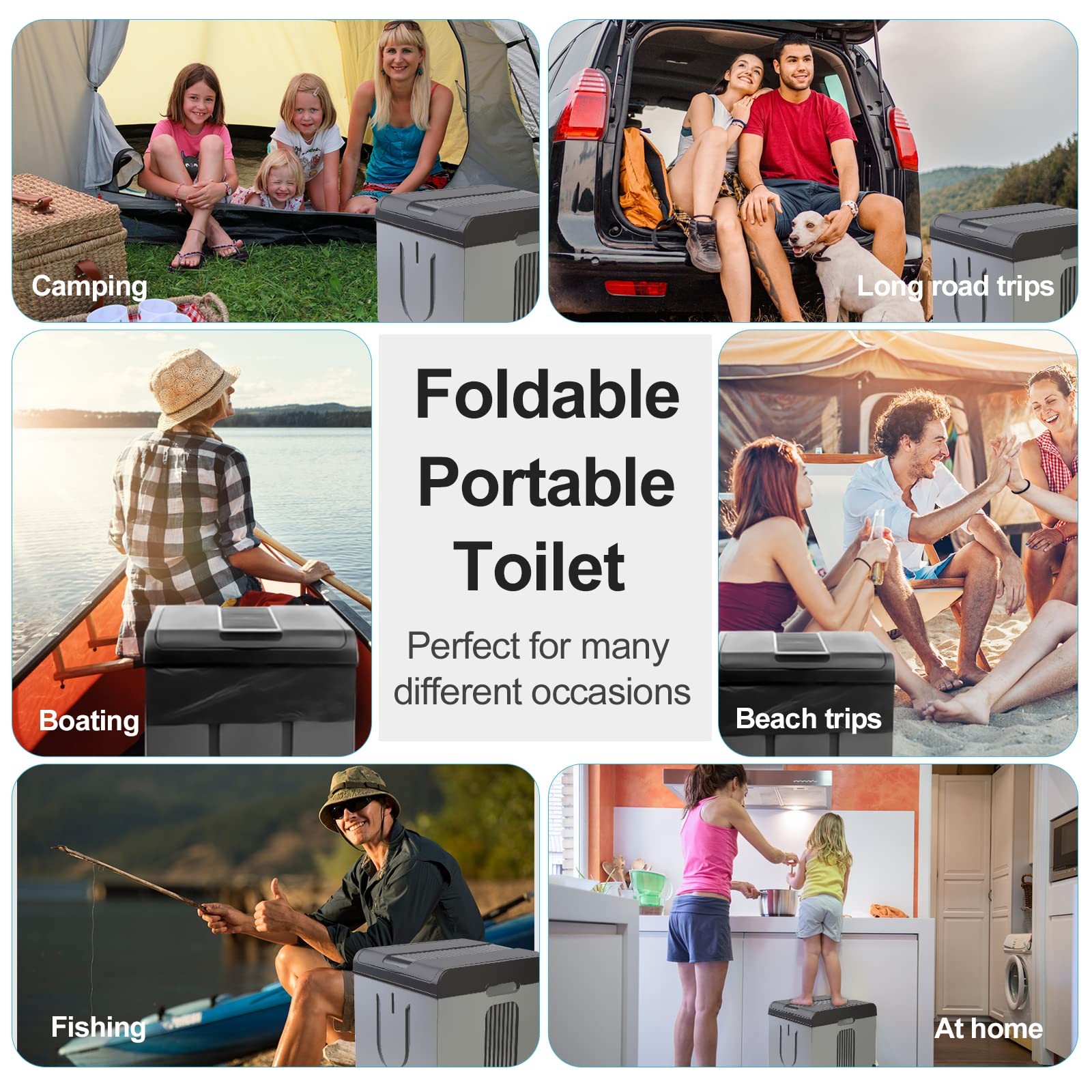 XXL Portable Toilet Camping Toilets for Car Indoor Outdoor Commode Foldable T…