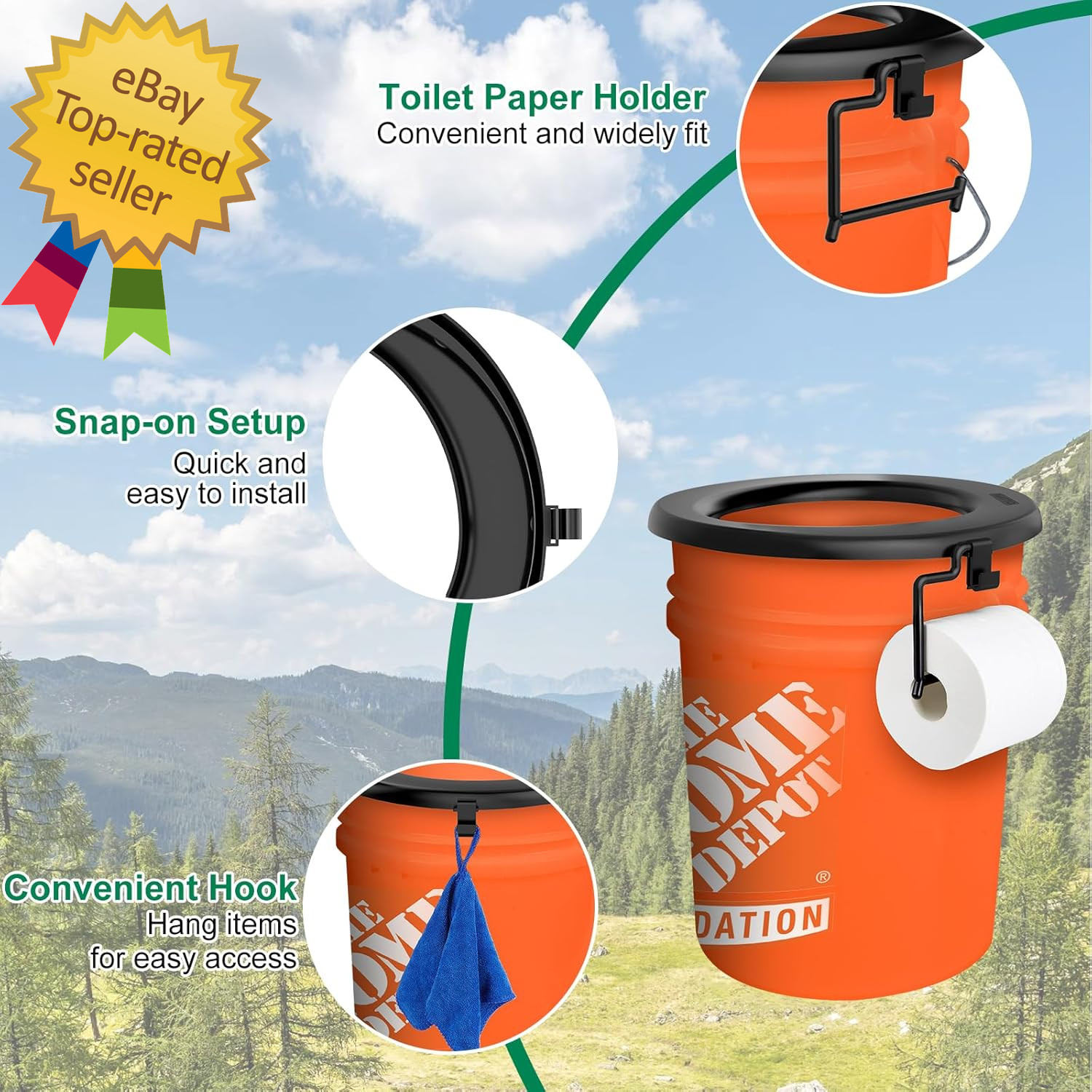 Bucket Toilet Seat, Portable Toilet Seat for 5 Gal Buckets, Camping Toilet Seat,