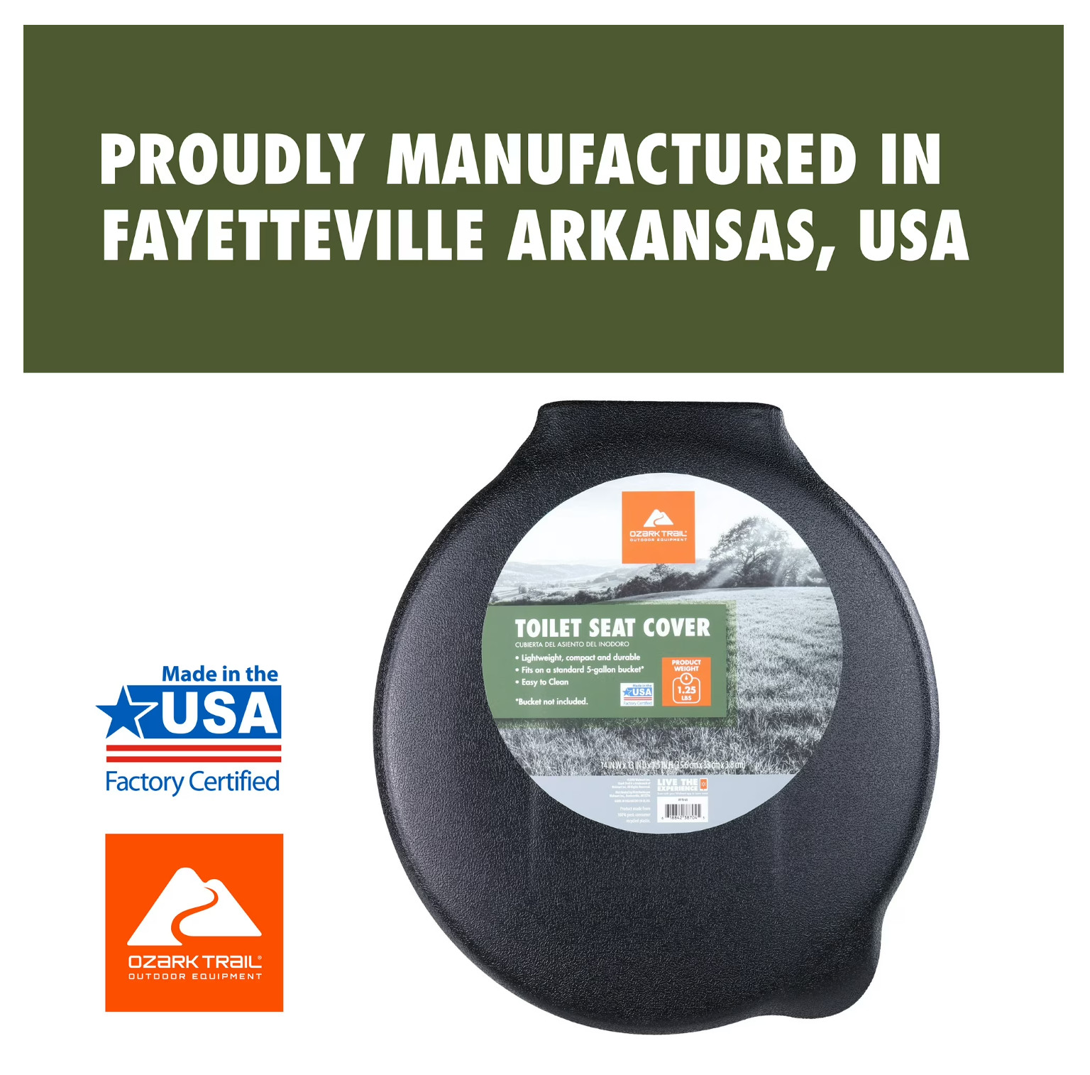 Ozark Trail Snap-On Portable Outdoor Plastic Toilet Seat Cover