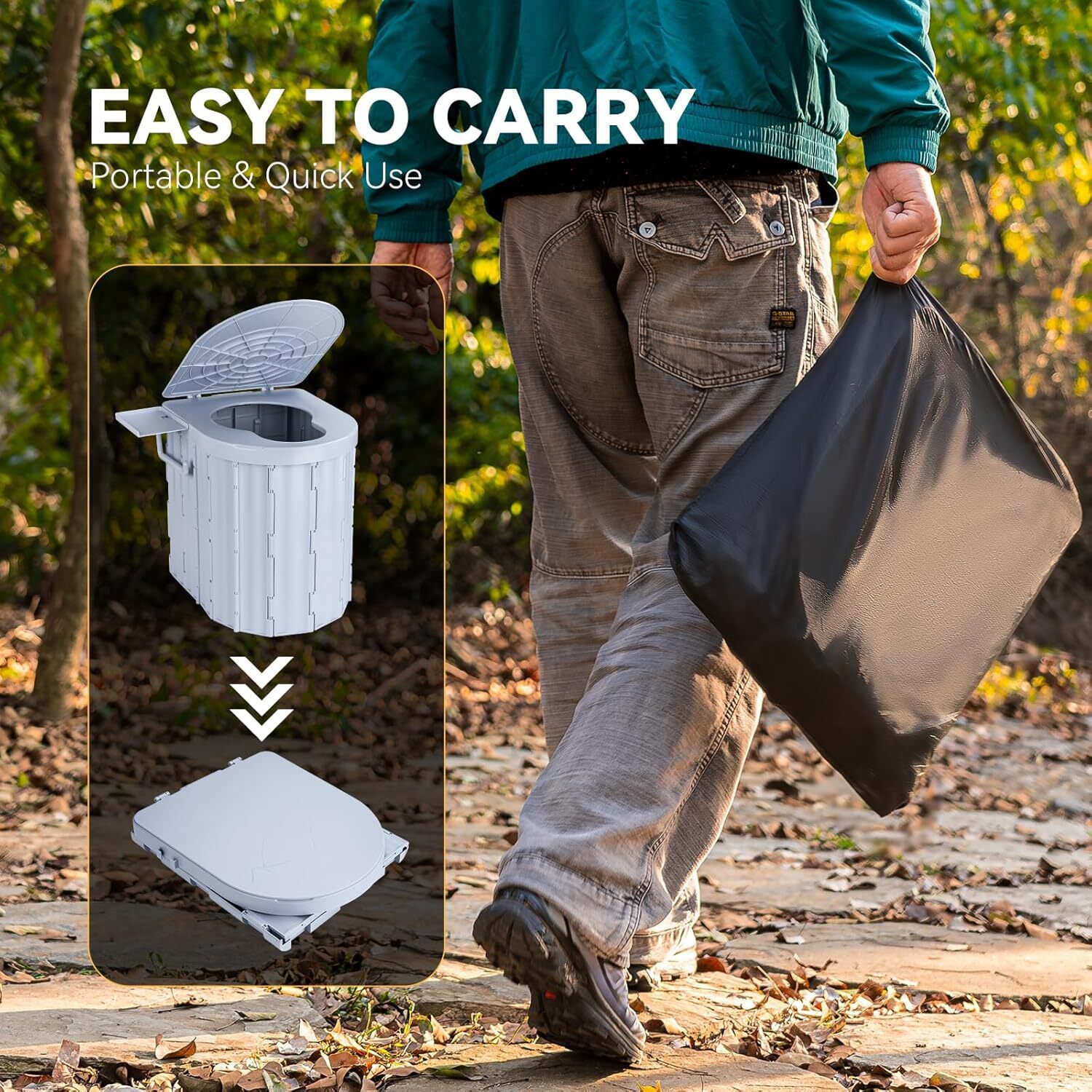 Upgrade XL Portable Toilet for Adults Extra Large Portable Travel Floding Toilet