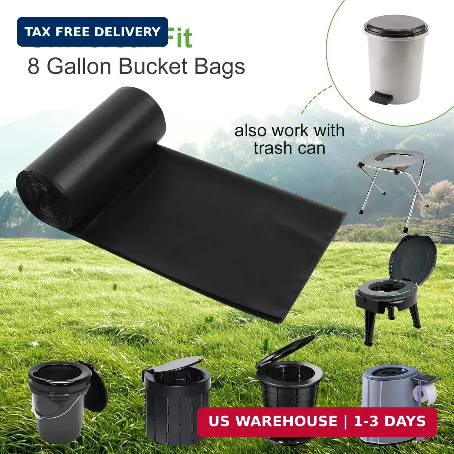 100 Portable Toilet Bags, Thick Biodegradable Camping Toilet Bags for Portable