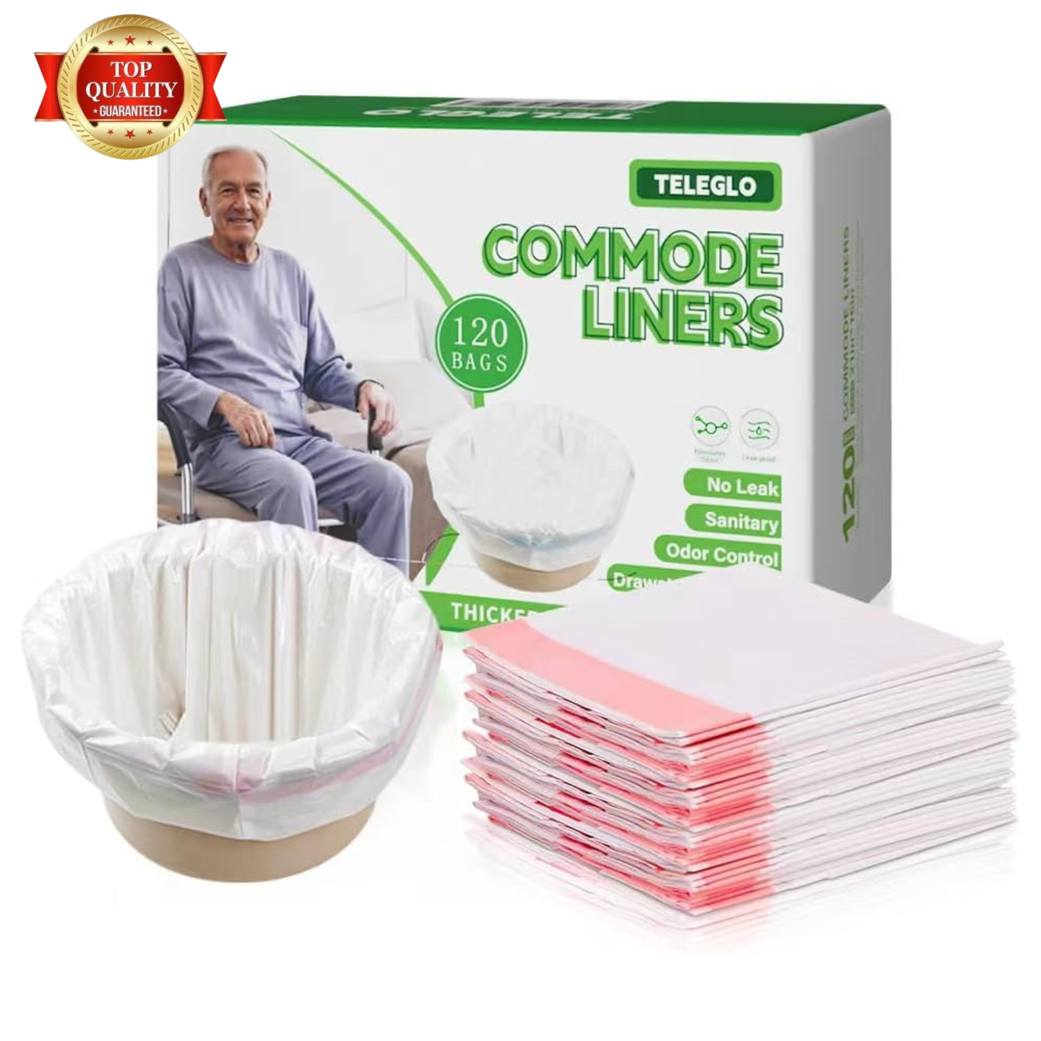 Commode Liners 120PCS Bedside Commode Liners Disposable-Portable Toilet Bags for
