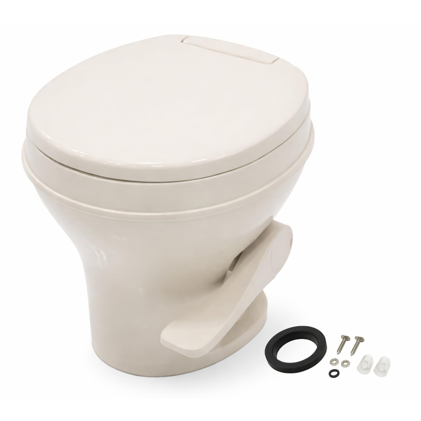 SEAFLO Bone-Colored Residential Height Camper/RV Toilet, 18.5” Height