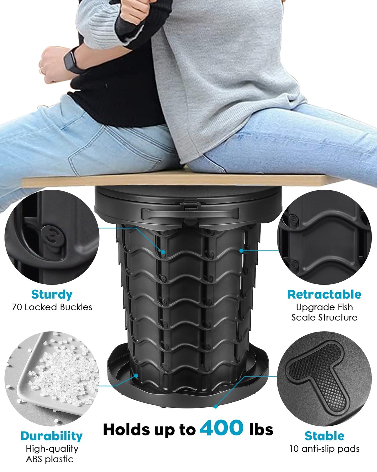 Portable Toilet for Adults, Adjustable Height Camping Toilet, Outdoor Emergen…