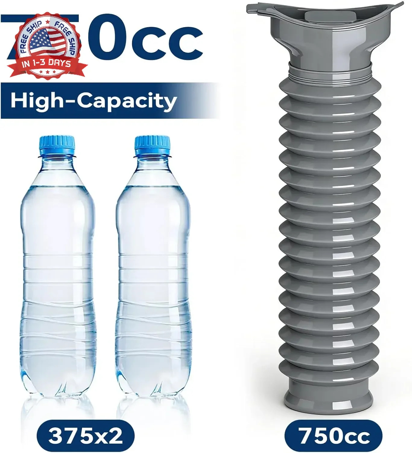 Pee Bottles for Men, Adjustable Emergency Urinal 750ml, Car Pee Bottle for Men a