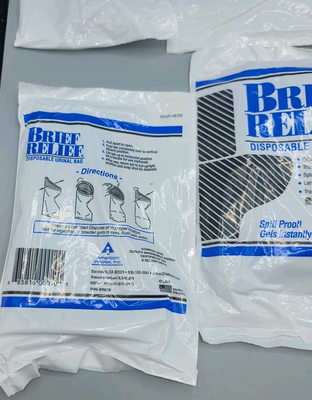 Lot of 10 Brief Relief Disposable Urinal Bags Large 20oz Emergency