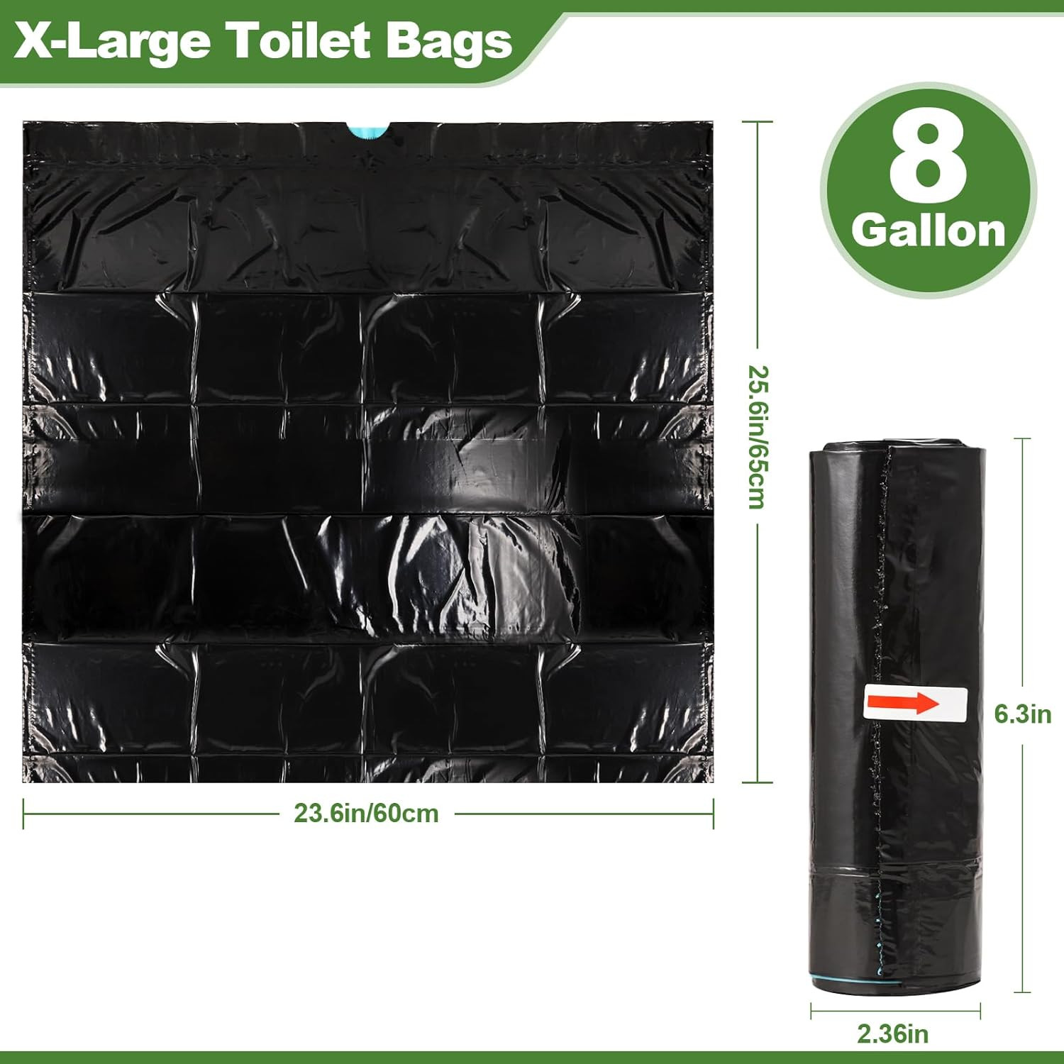 30 Pack Camping Toilet Bags, 8 Gallon Portable Toilet Bags, Toilet Waste Bags