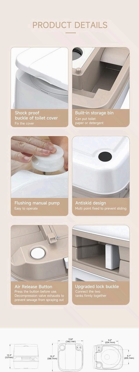 SEAFLO SFPT-12-03 3.2 Gallon Premium Portable Travel Toilet – 12L White