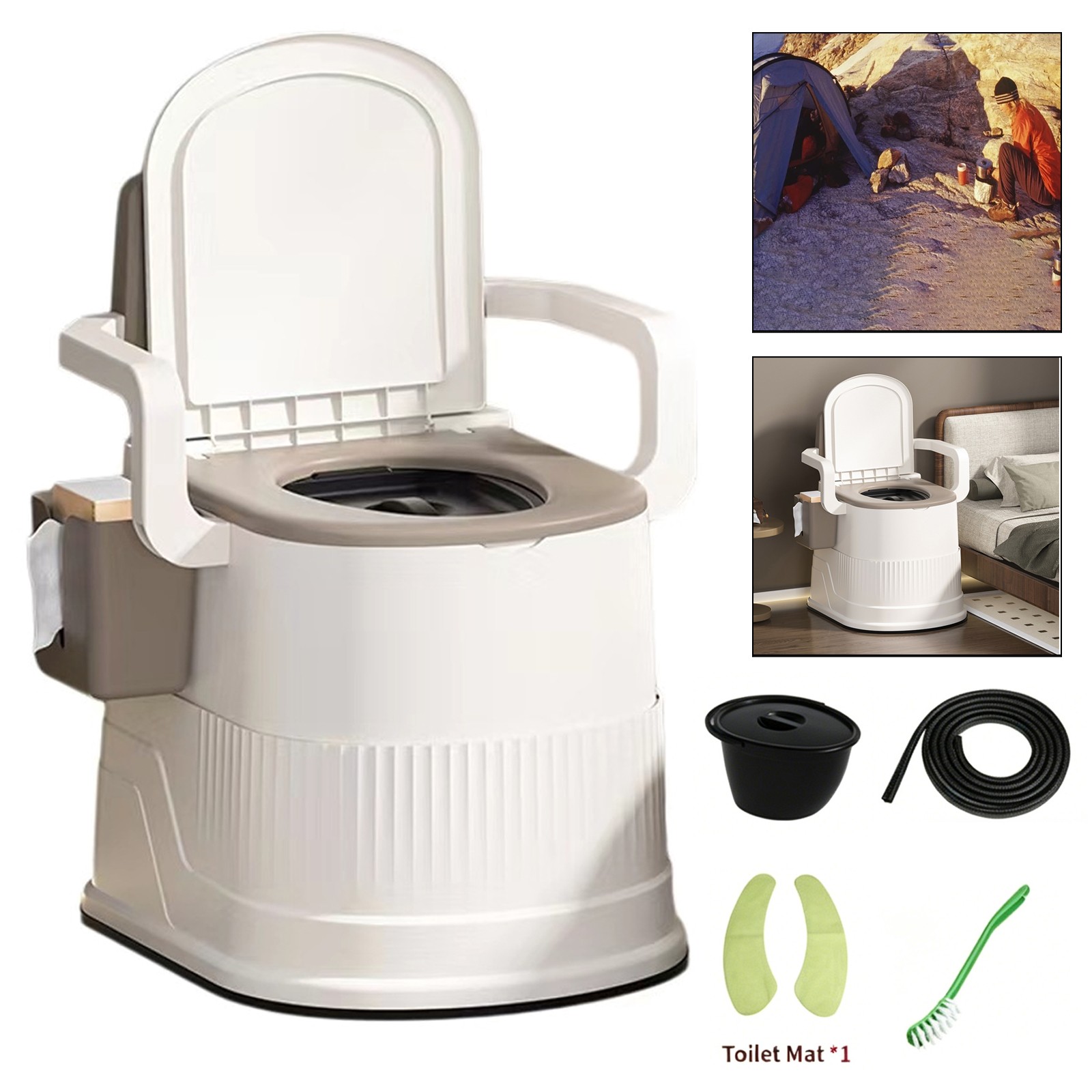 2-Gallon Portable Travel Toilet Outdoor/Indoor for Camping&Hiking w/ Tissue Box