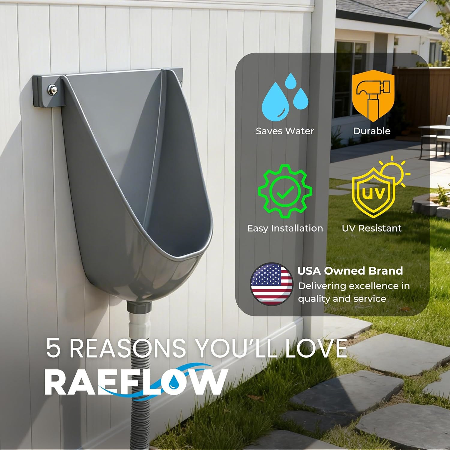 Waterless Urinal with Hose – UV Resistant outside Urinal, Outdoor Plastic Urinal