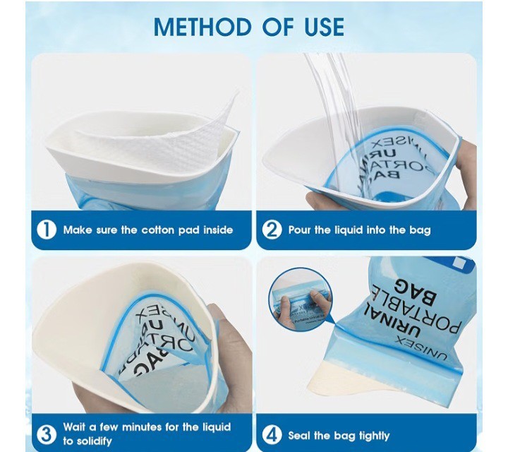 24 Pack Portable Disposable Unisex Urinal Bags with Absorbent Pad
