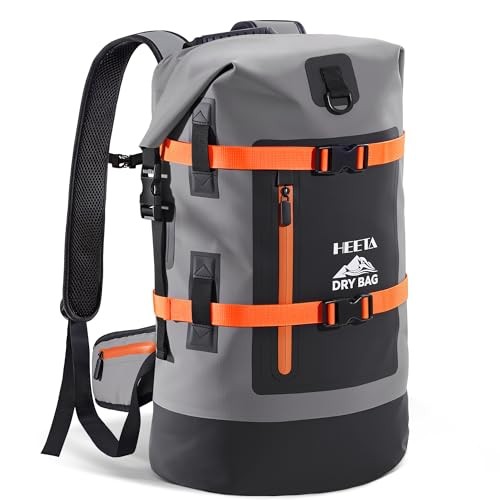 Dry Bags Waterproof Backpack for Men & Women, Roll Top Heavy Duty 40L Grey