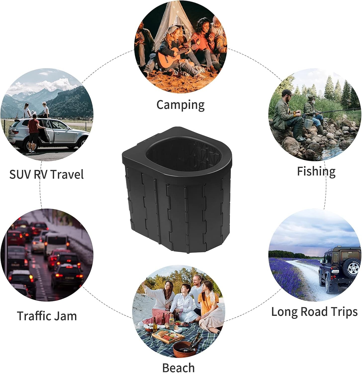 Elongated Design Portable Toilet with Hygiene Bags – Perfect for Outdoor Use