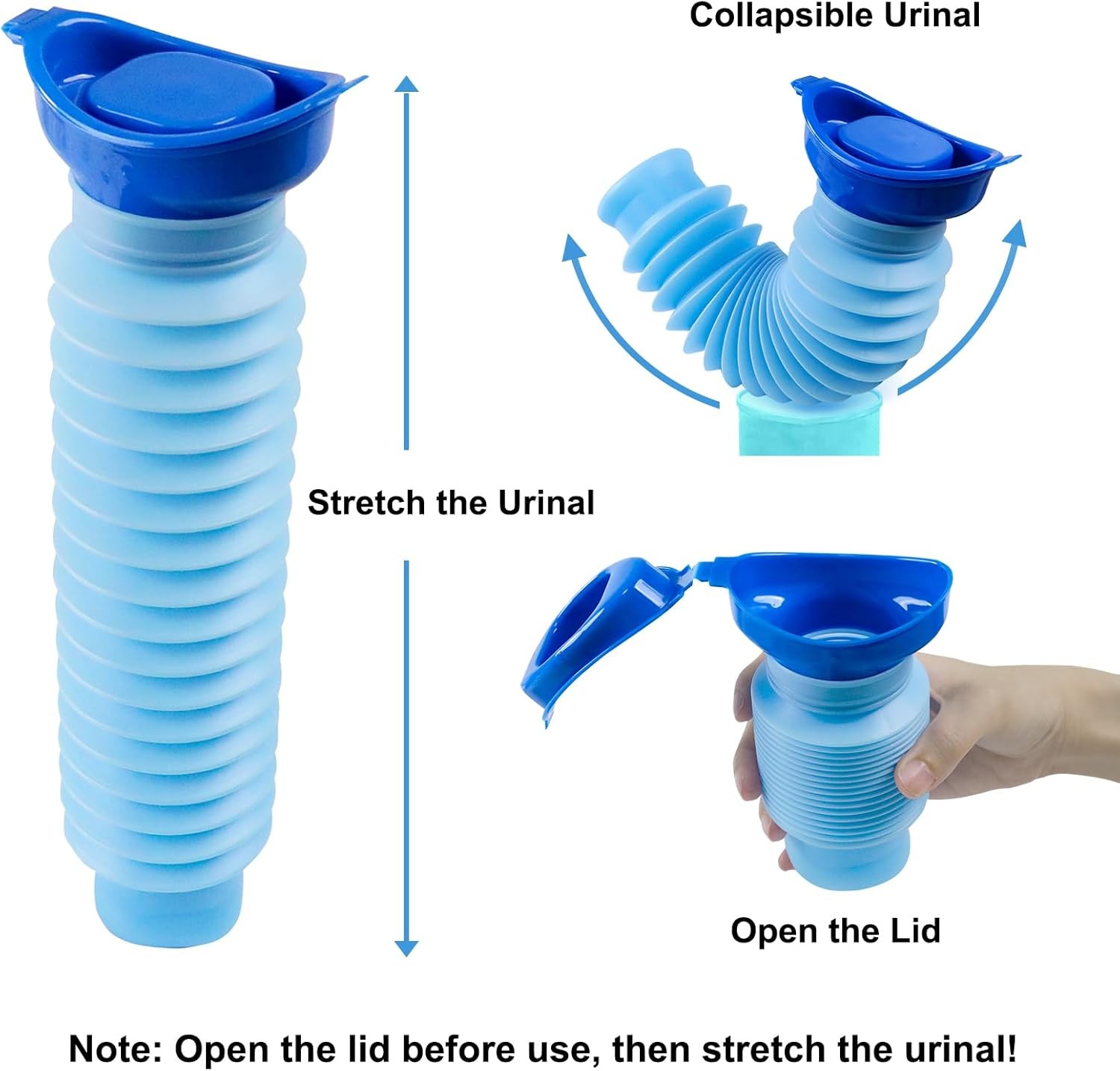 1x Portable Urinal Potty Bottle for Men and Women 750ML for Travel and Camping