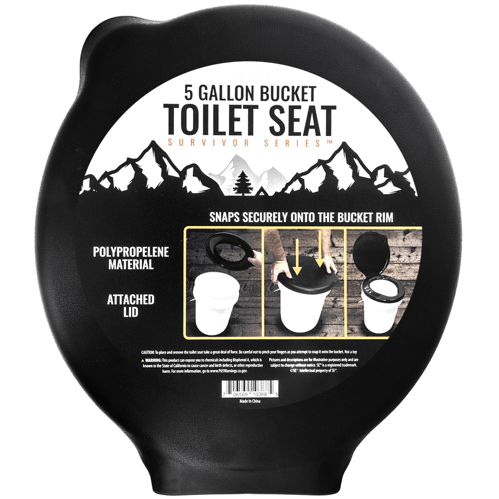 ASR Outdoor Portable Toilet Seat with Lid Compatible with 5 Gallon Bucket, Blk