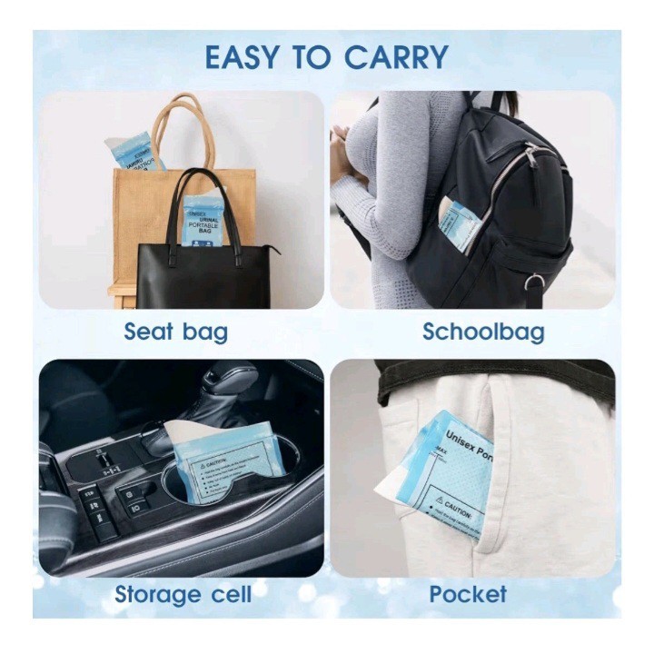 24 Pack Portable Disposable Unisex Urinal Bags with Absorbent Pad