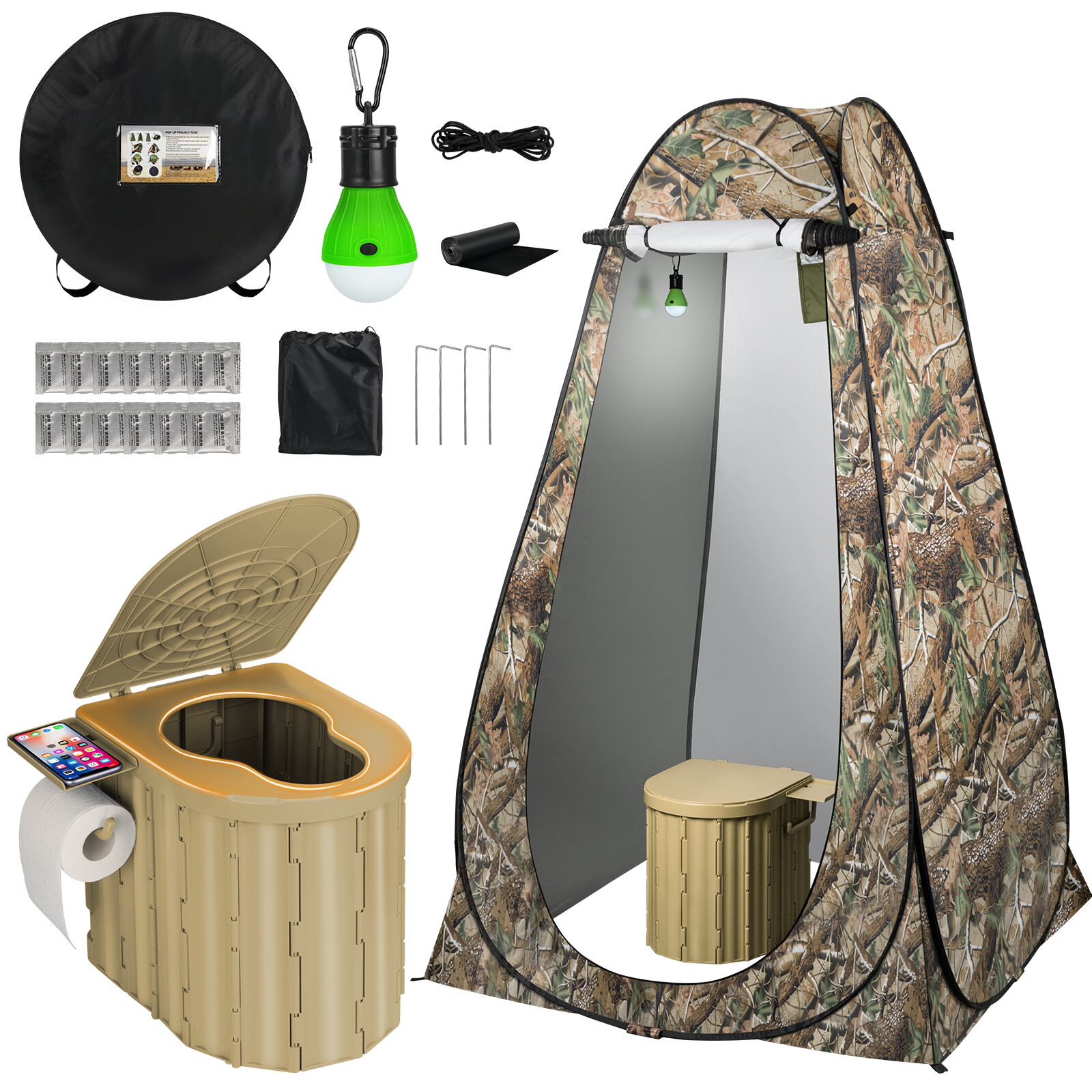 74.8in Portable Toilet with Pop Up Privacy Tent Large Portable Toilet for Adults