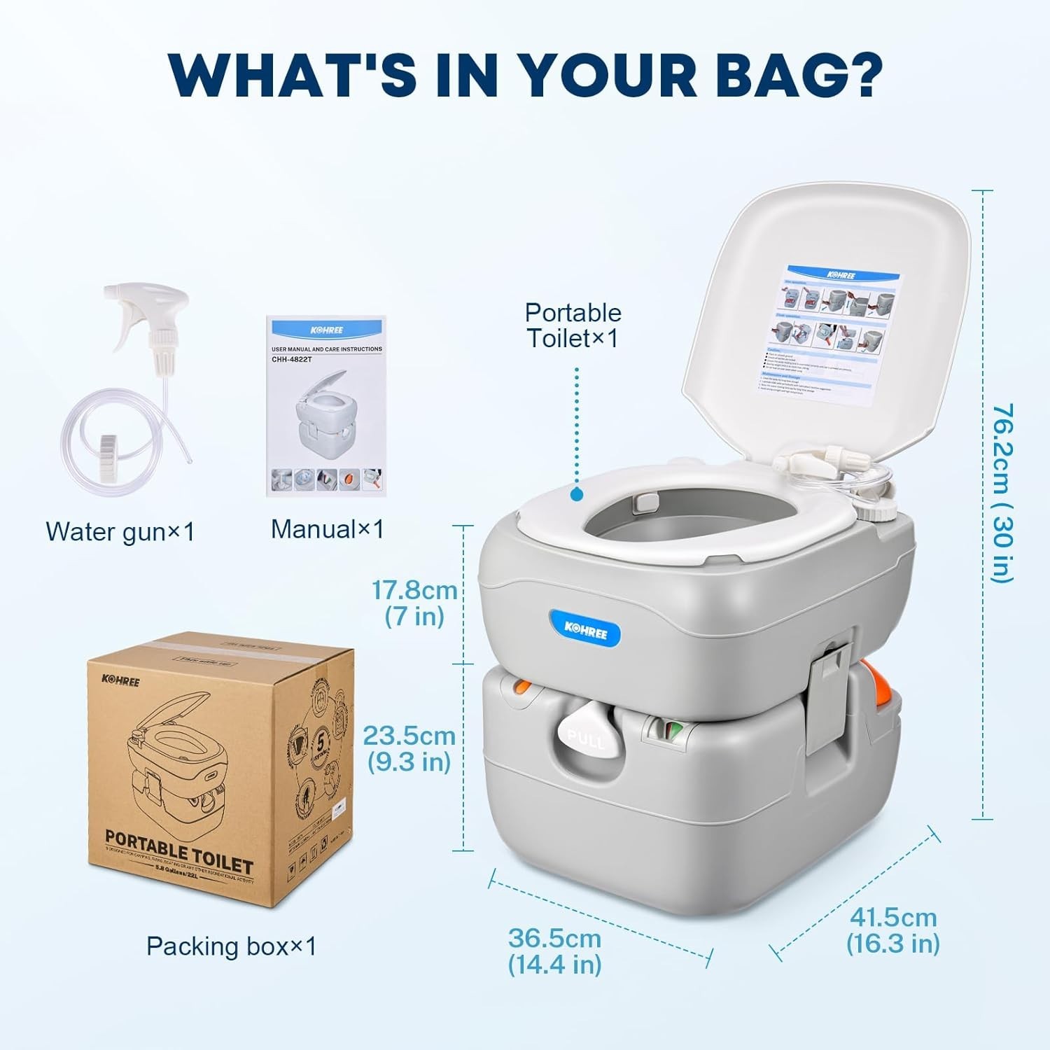 Odorless Indoor Outdoor Toilet for Adults, 5.8 Gal