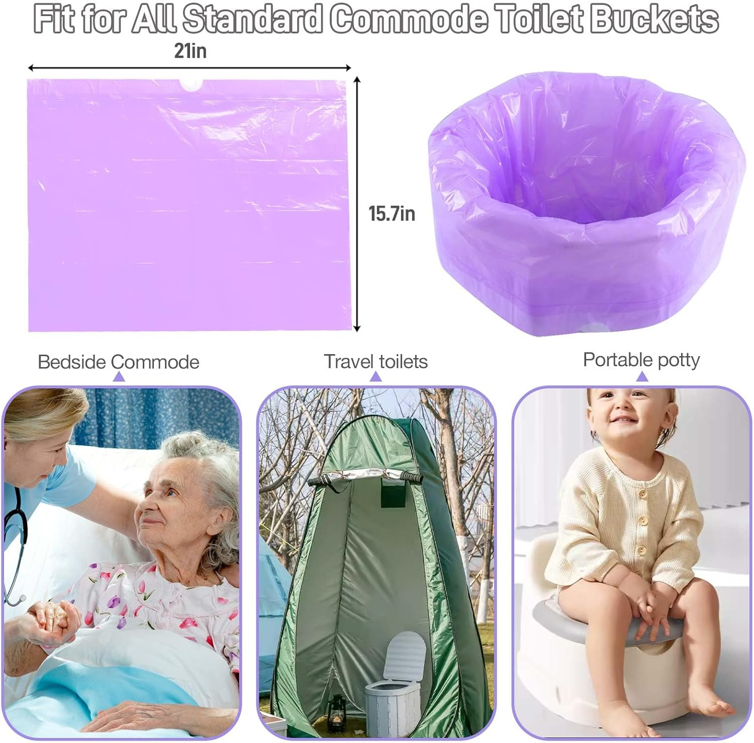 120Pcs Commode Liners Drawstring Toilet Bags Lemon Scent Portable Toilet Bags