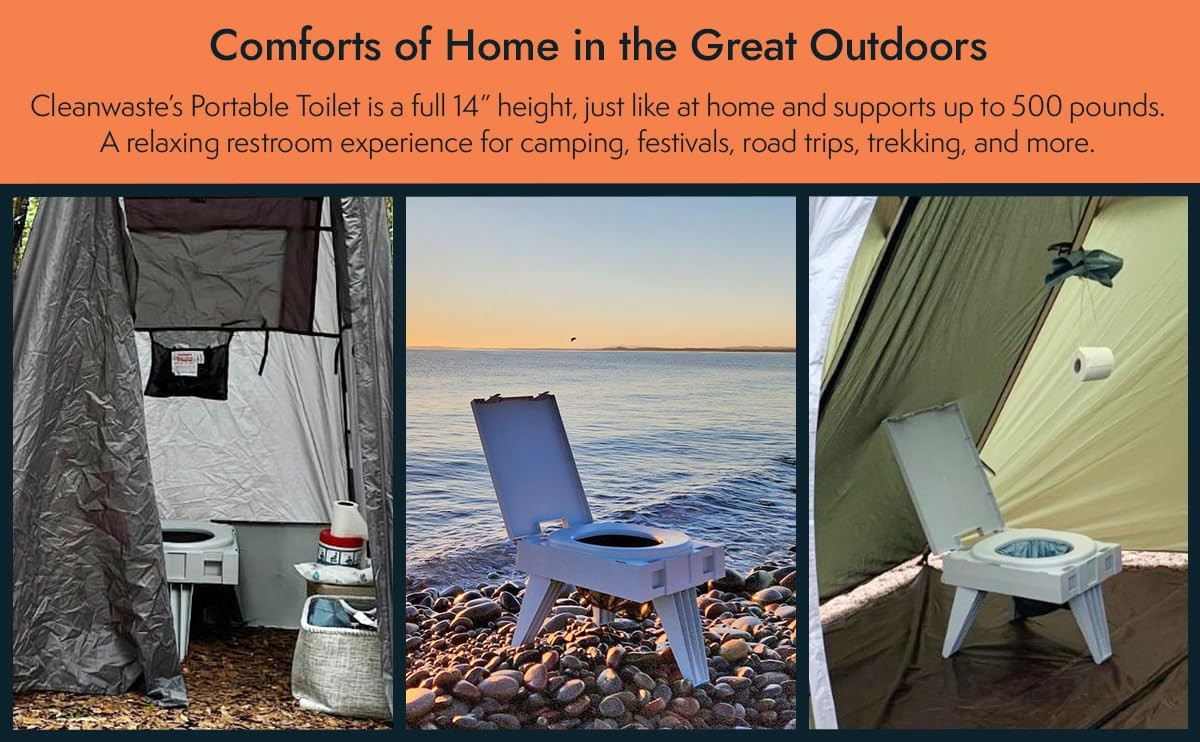 GO Anywhere Portable Folding Toilet Plus Bonus Original Wag Bag Kit