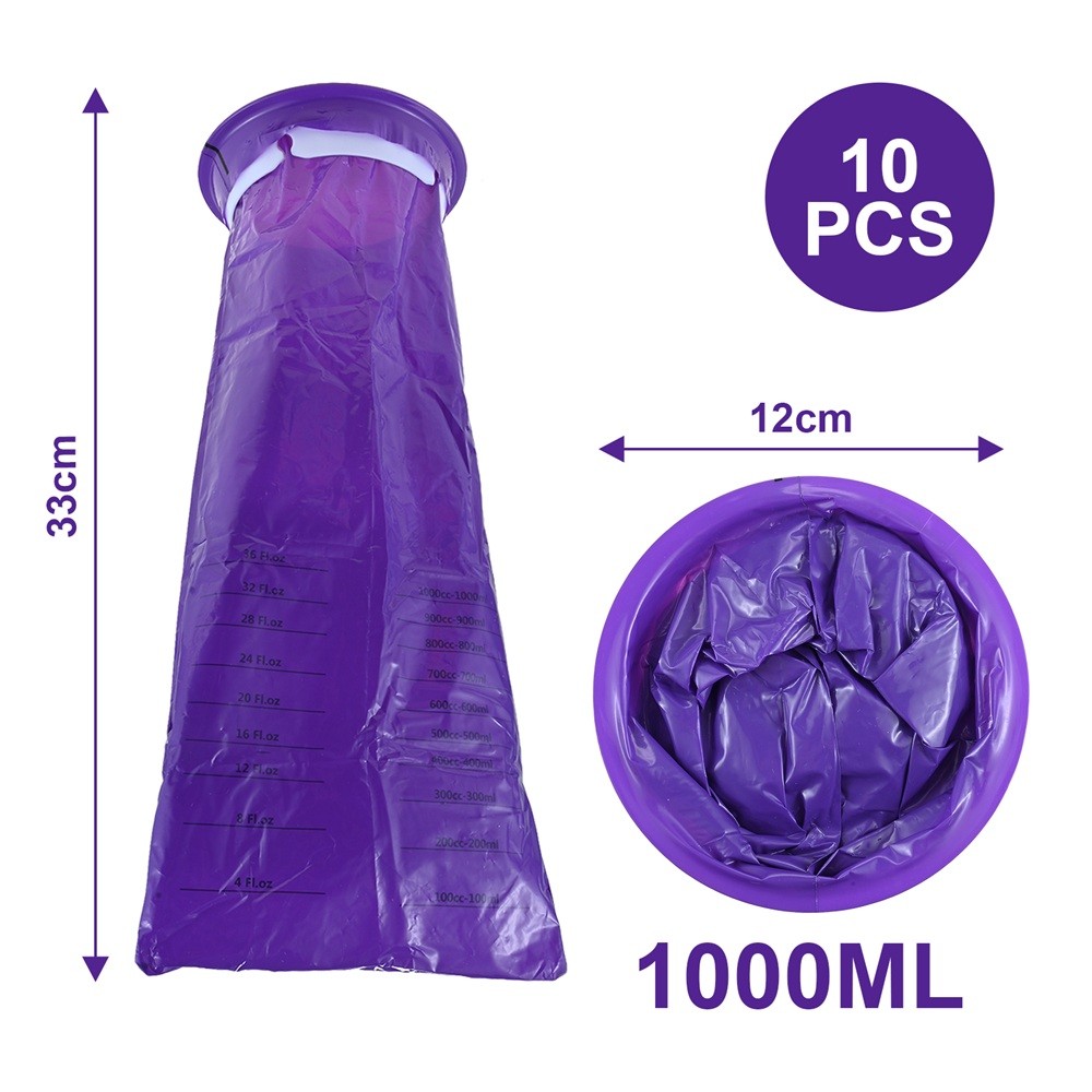 10Pcs 1000ml Portable Vomit Bags Leak-Proof & Portable Sick Bag For Car Travel