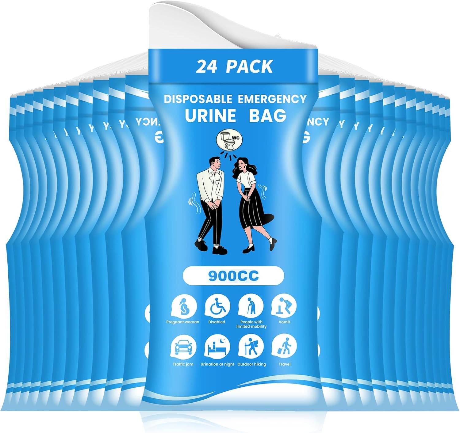 Disposable Urine Bags for Men Women 900ML Emergency Portable Pee Bags 12/24 Pcs