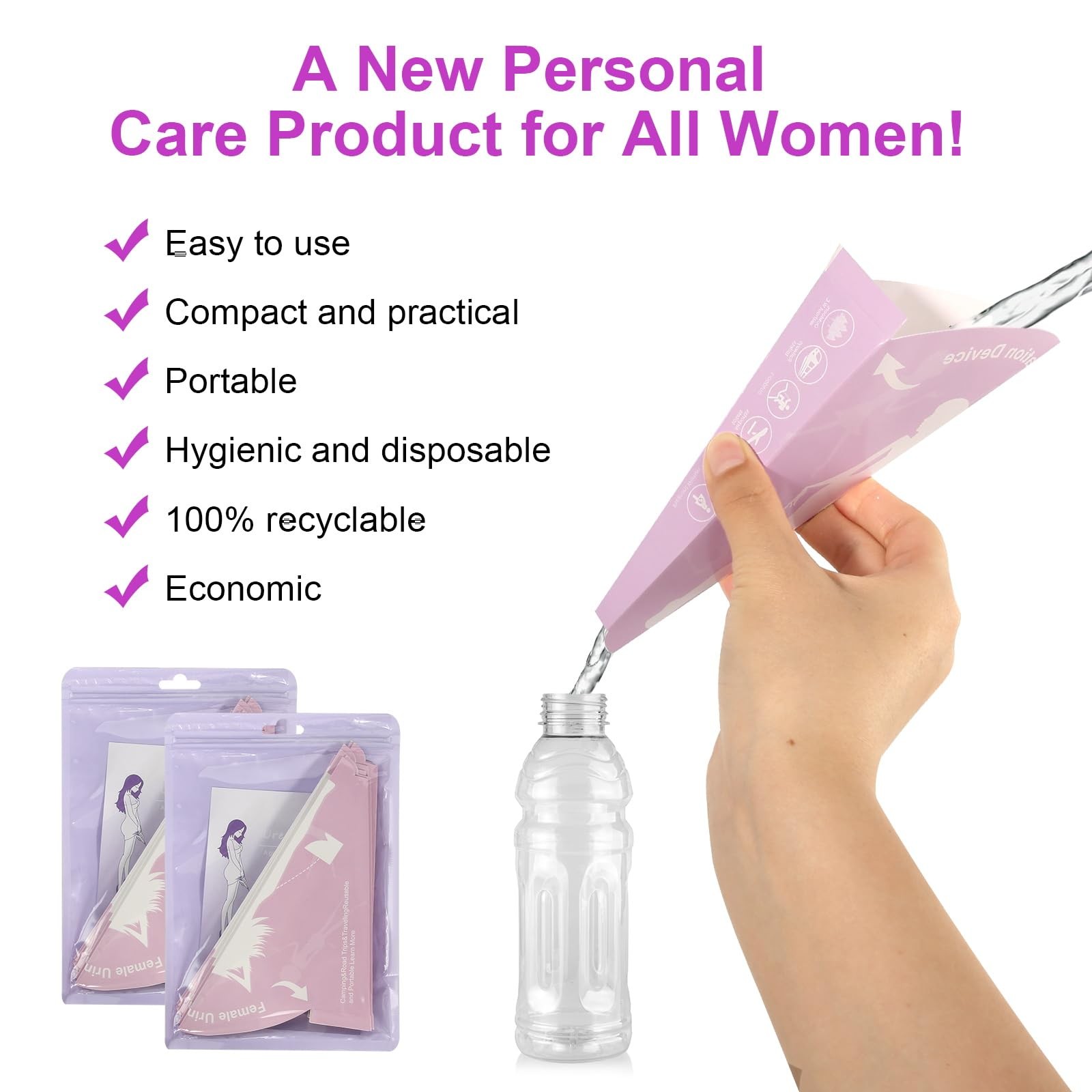40pcs Pee Funnel for Women Disposable Female Urination Device, Womens Urinal…