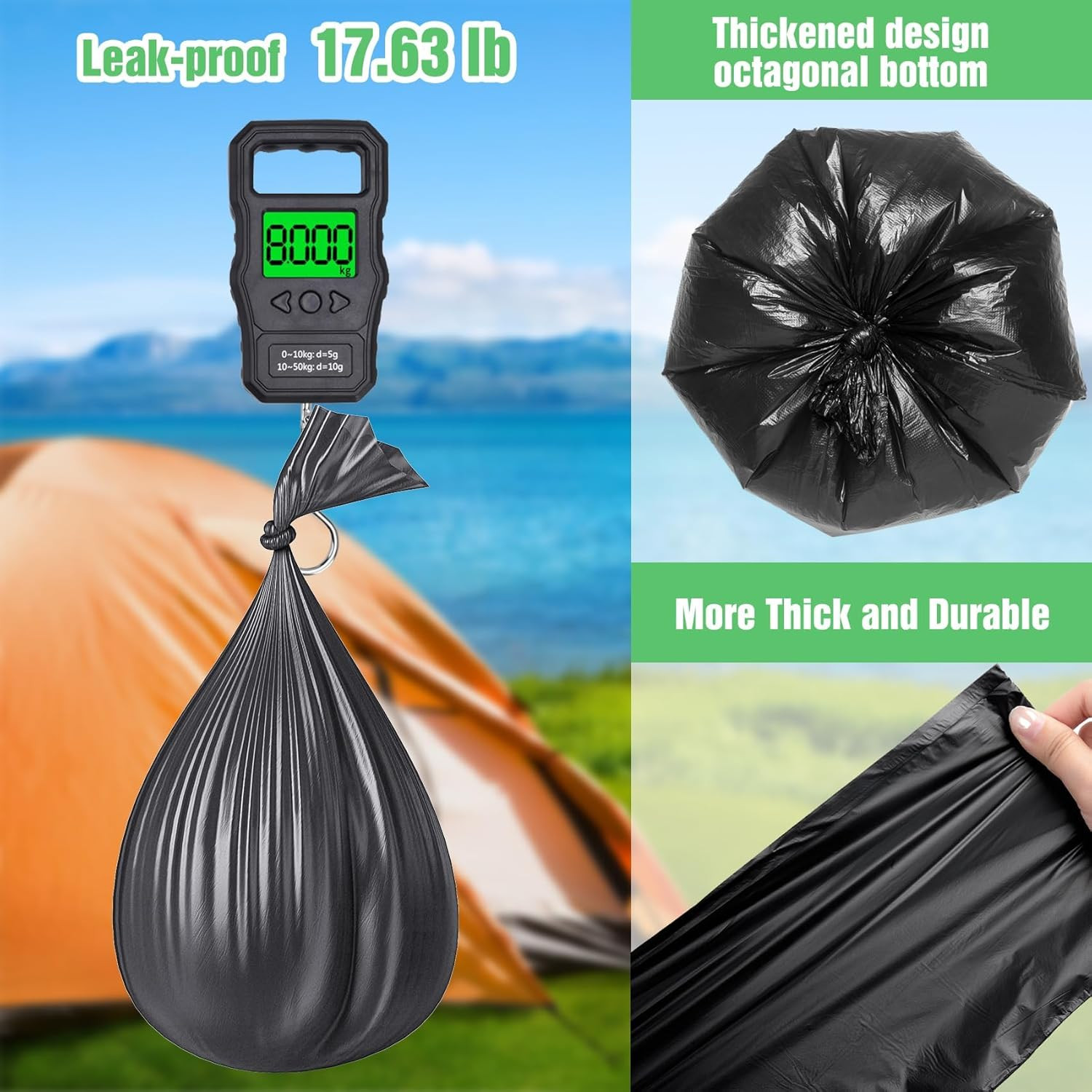 120 Portable Camping Toilet Bags 8 Gallon Emergency 1 Count (Pack of 120)
