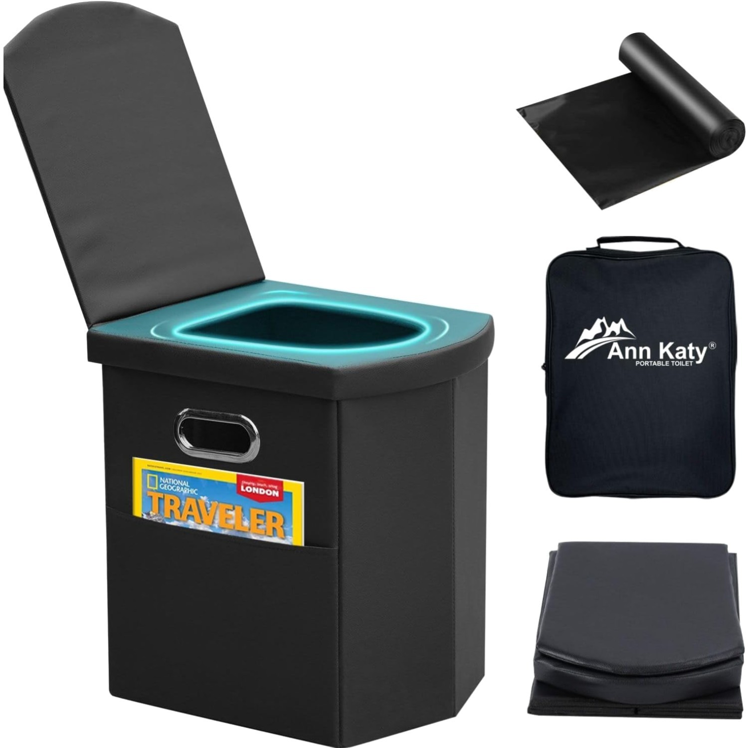 Upgrade XL Portable Toilet for Adults, Extra Large Portable Travel Floding To…