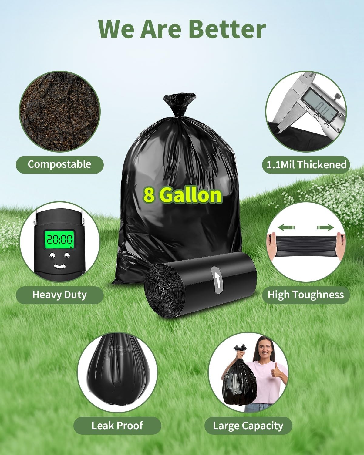 25 Portable Toilet Bags, Thick Biodegradable 1 Count (Pack of 25), Black