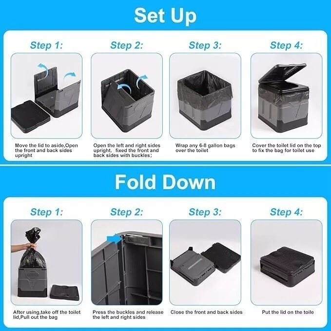 20L Portable Folding Toilet Car Outdoor Travel Potty for Camping Hiking Beach U