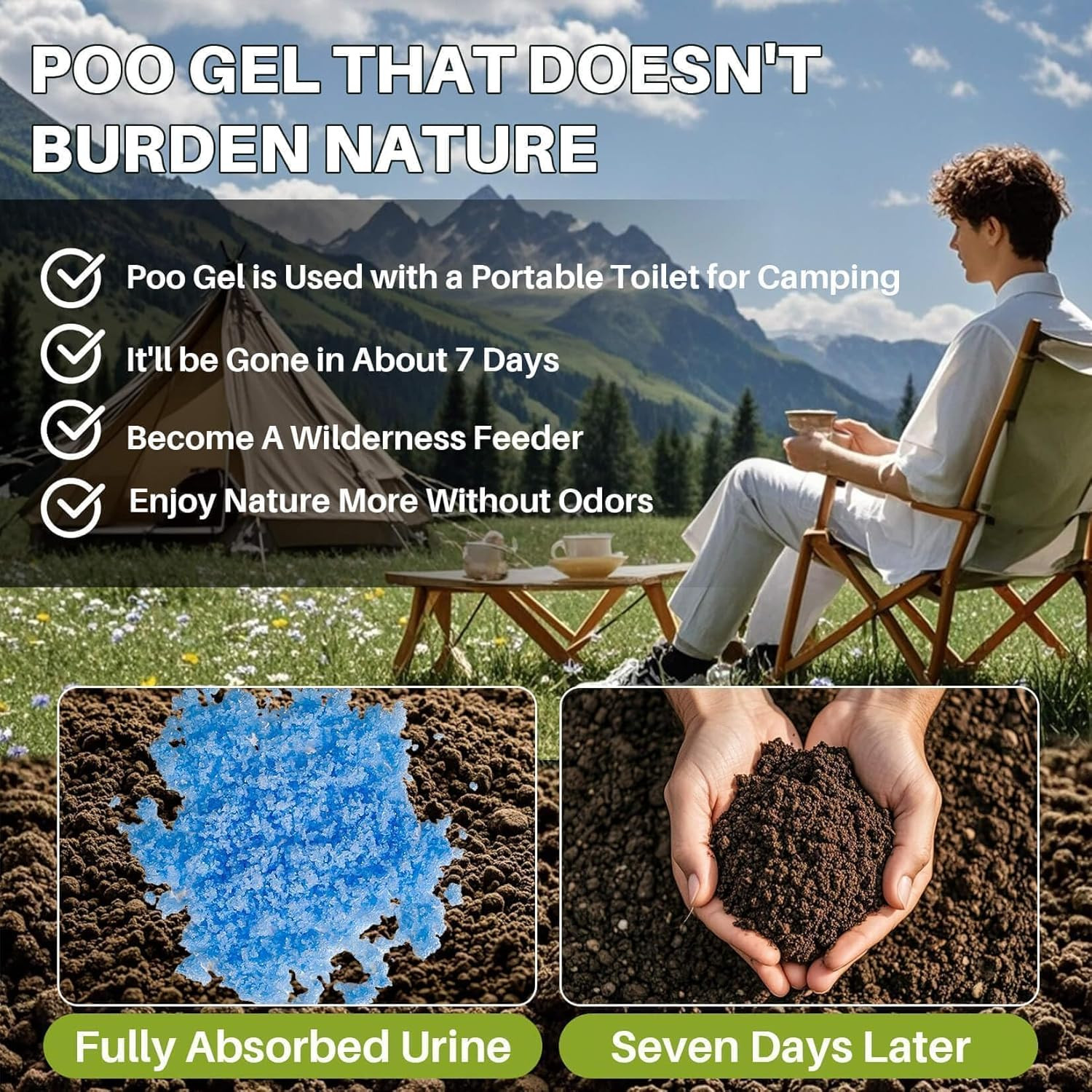 Poo Gel for Portable Toilet for Camping – 28 Packs Camping Toilet Bags Lemon Eco