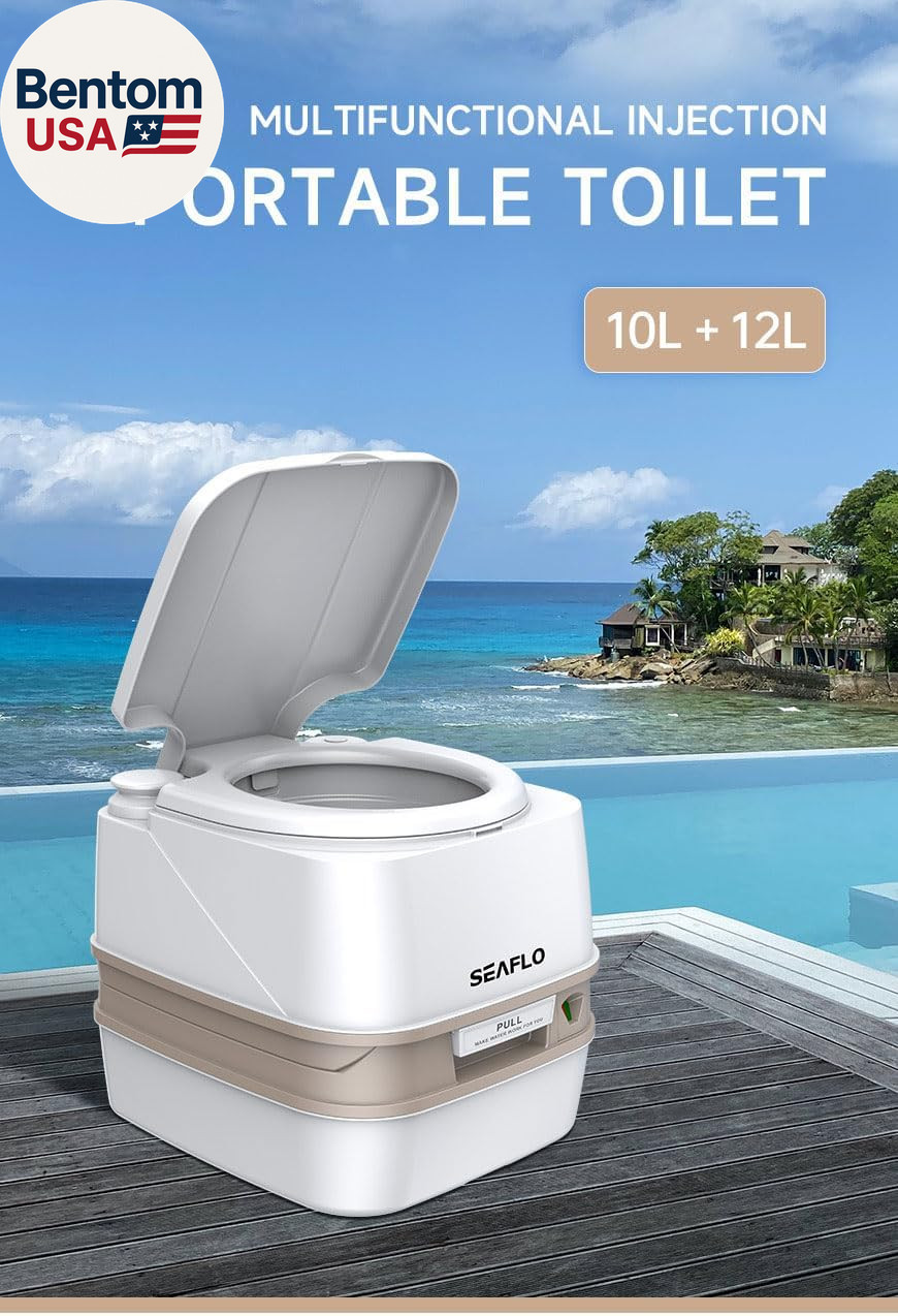 12L Premium Portable Travel Toilet – 3.2 Gallon Waste Tank, 2.6 Gallon Fresh Wat