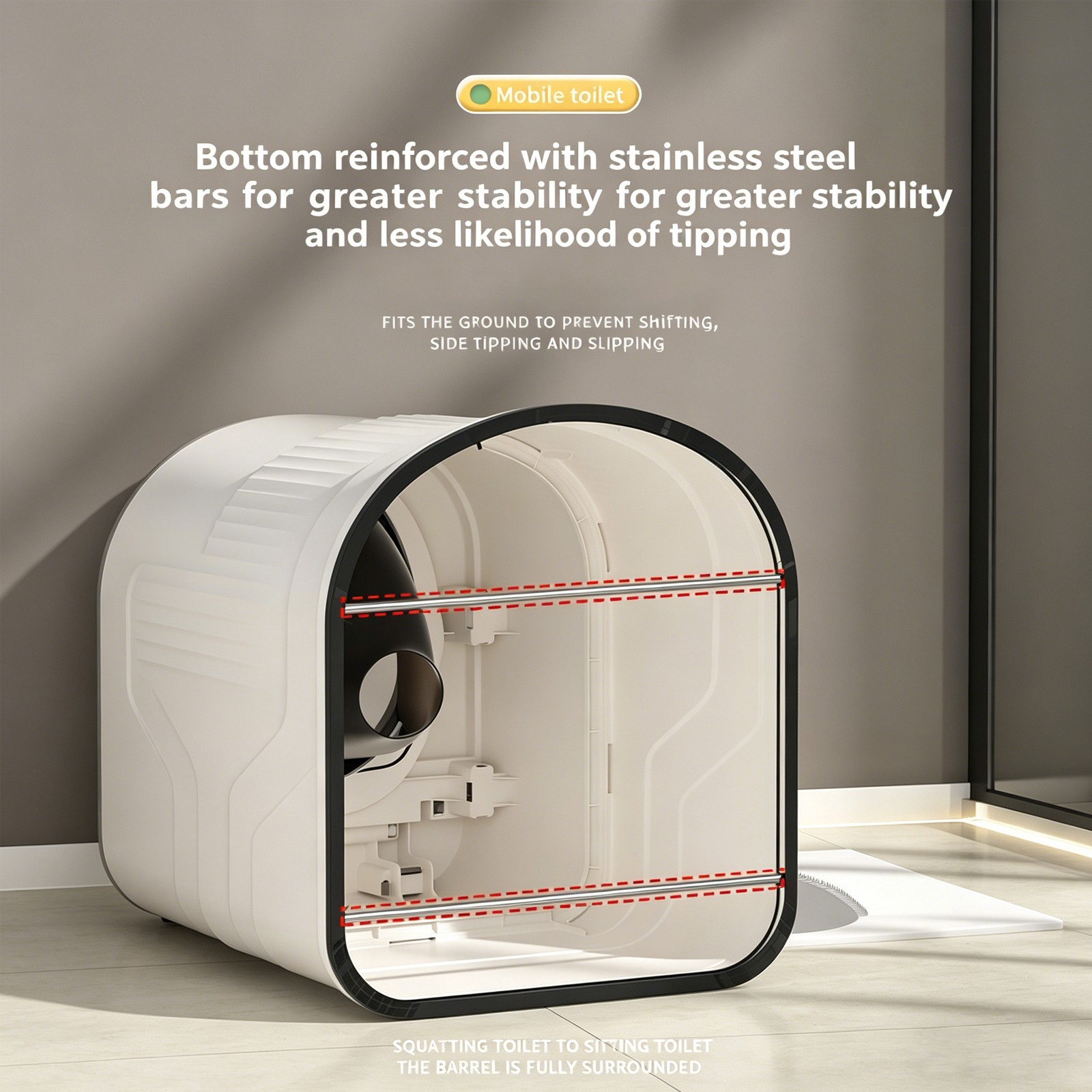2-Gallon Portable Travel Toilet Outdoor/Indoor for Camping&Hiking w/ Tissue Box
