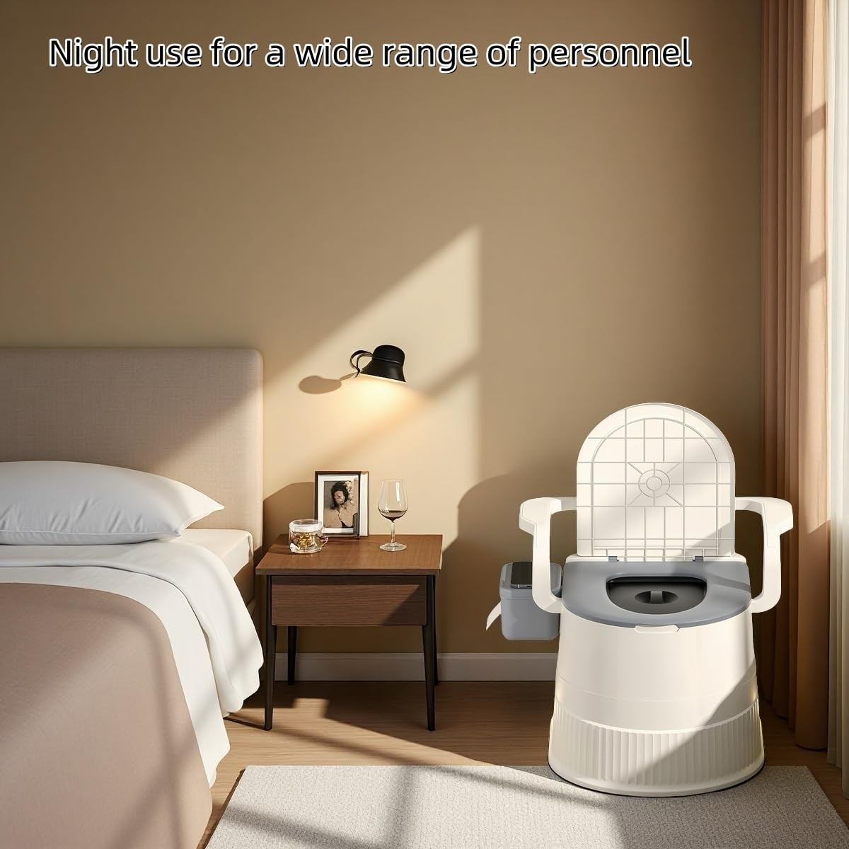 RVTENRIO Portable toilet seat with armrests, with lid, with tissue holder, wi…