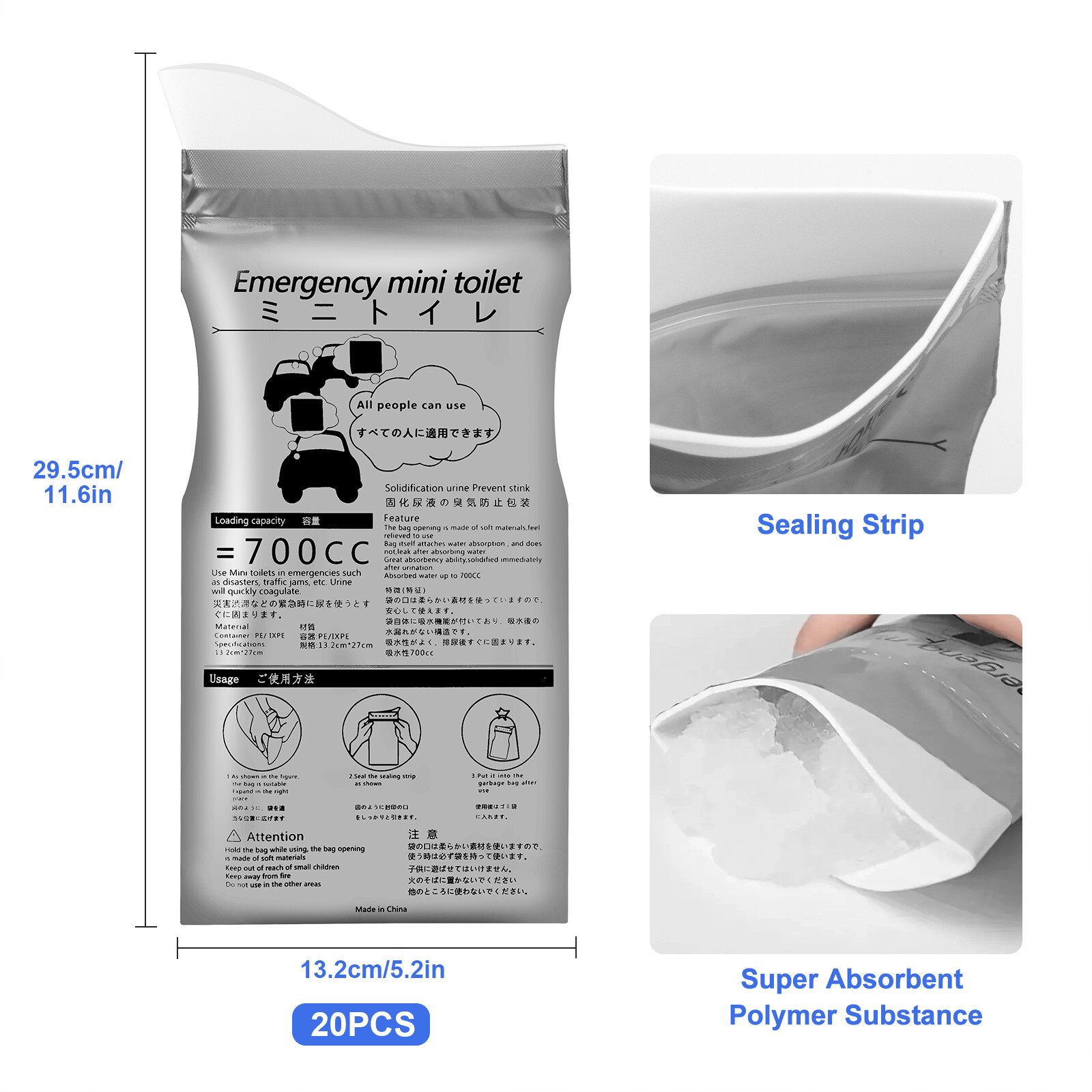 20pcs Disposable Emergency Urinal Bag Portable Travel Vomit Bag for Camping