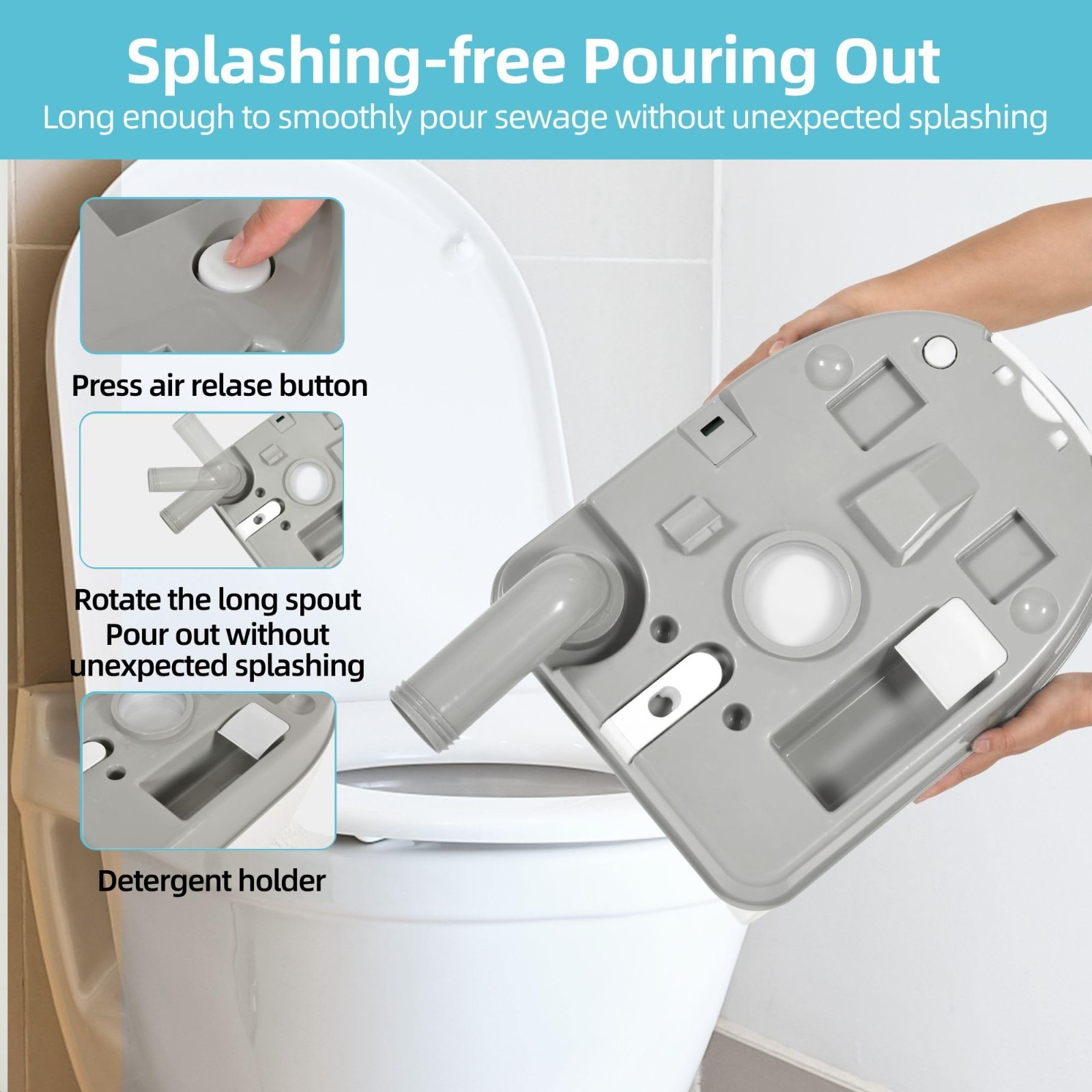 Portable 6.34 Gallon RV Toilet – Camping Porta Potty, Leak-Proof, Handle Pump, I
