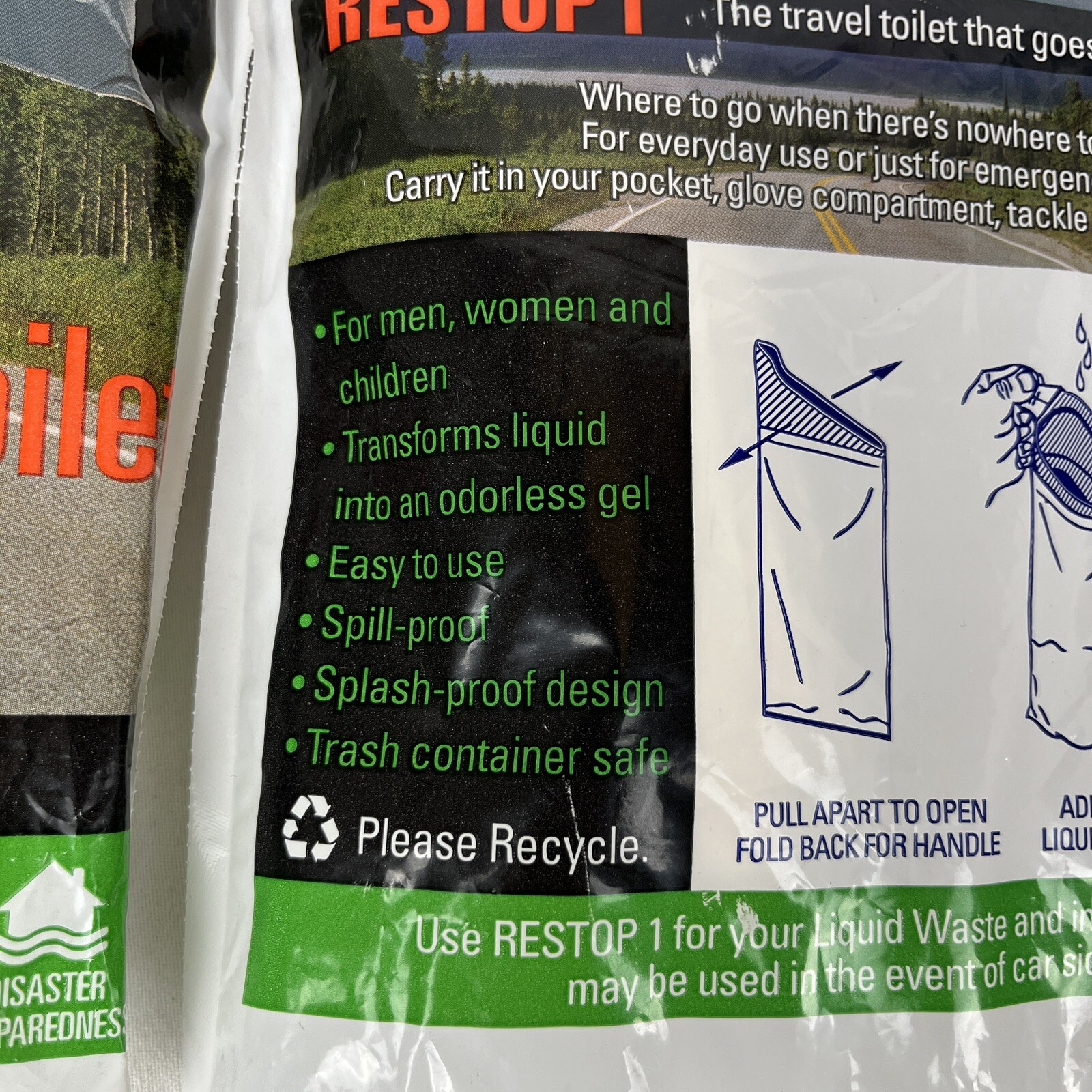 Restop 1 Disposable Travel Toilet Liquid Waste Bag Hygiene Sanitation 15 bags