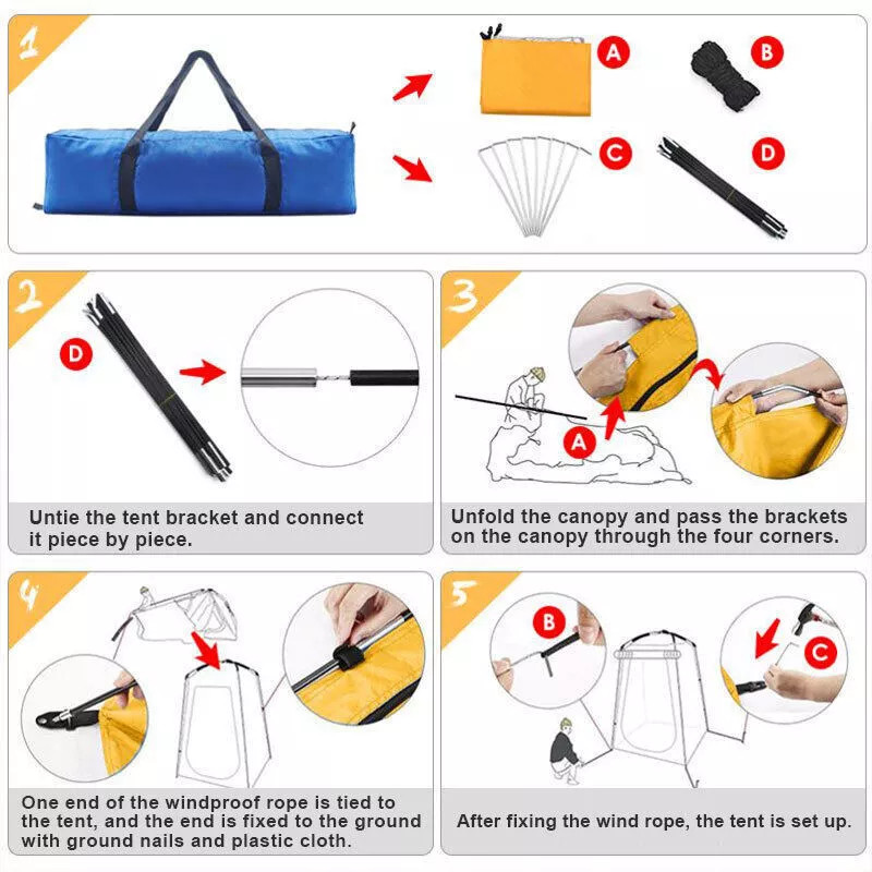 Portable Toilet Kit,Camping Toilet with Pop-Up Privacy Tent Shower Changing Room