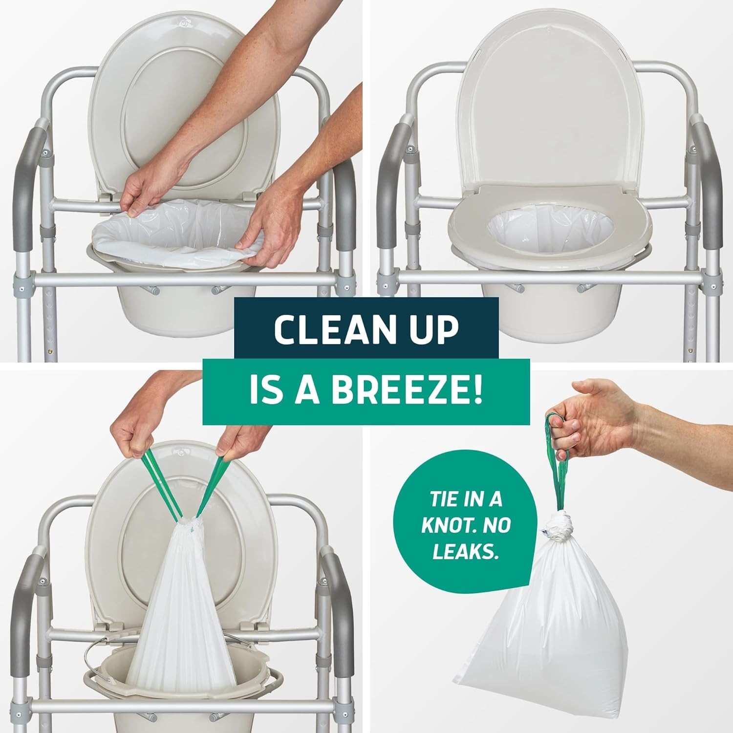 Recycled Disposable Commode Liners – 100 Unscented Toilet Bags for Hygiene