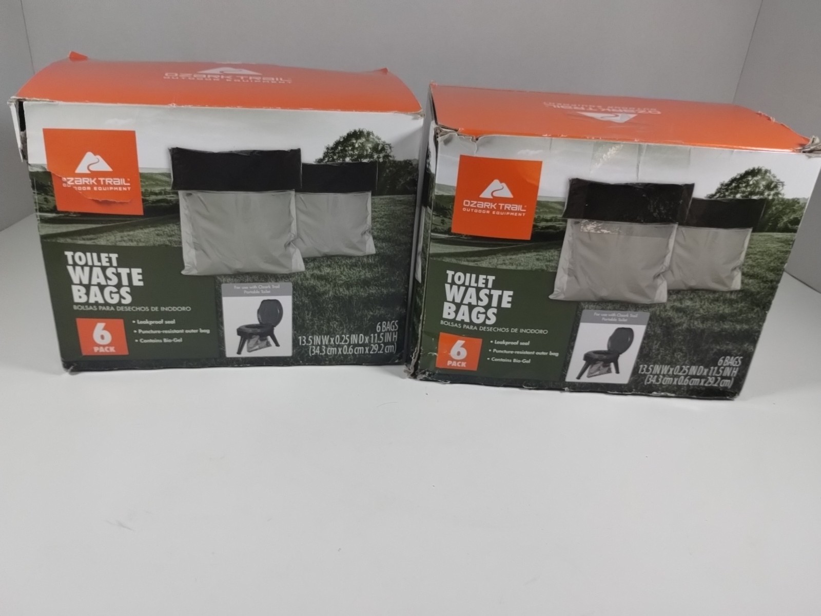 Two Boxes Of 5 Ozark Trail Toilet Waste Bags With Biogel Leak Proof Total 10