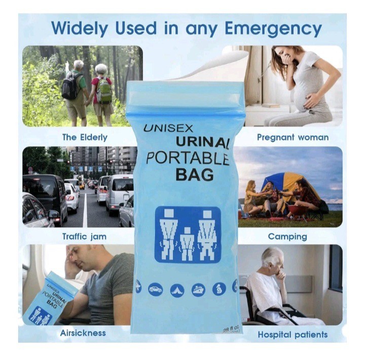 24 Pack Portable Disposable Unisex Urinal Bags with Absorbent Pad