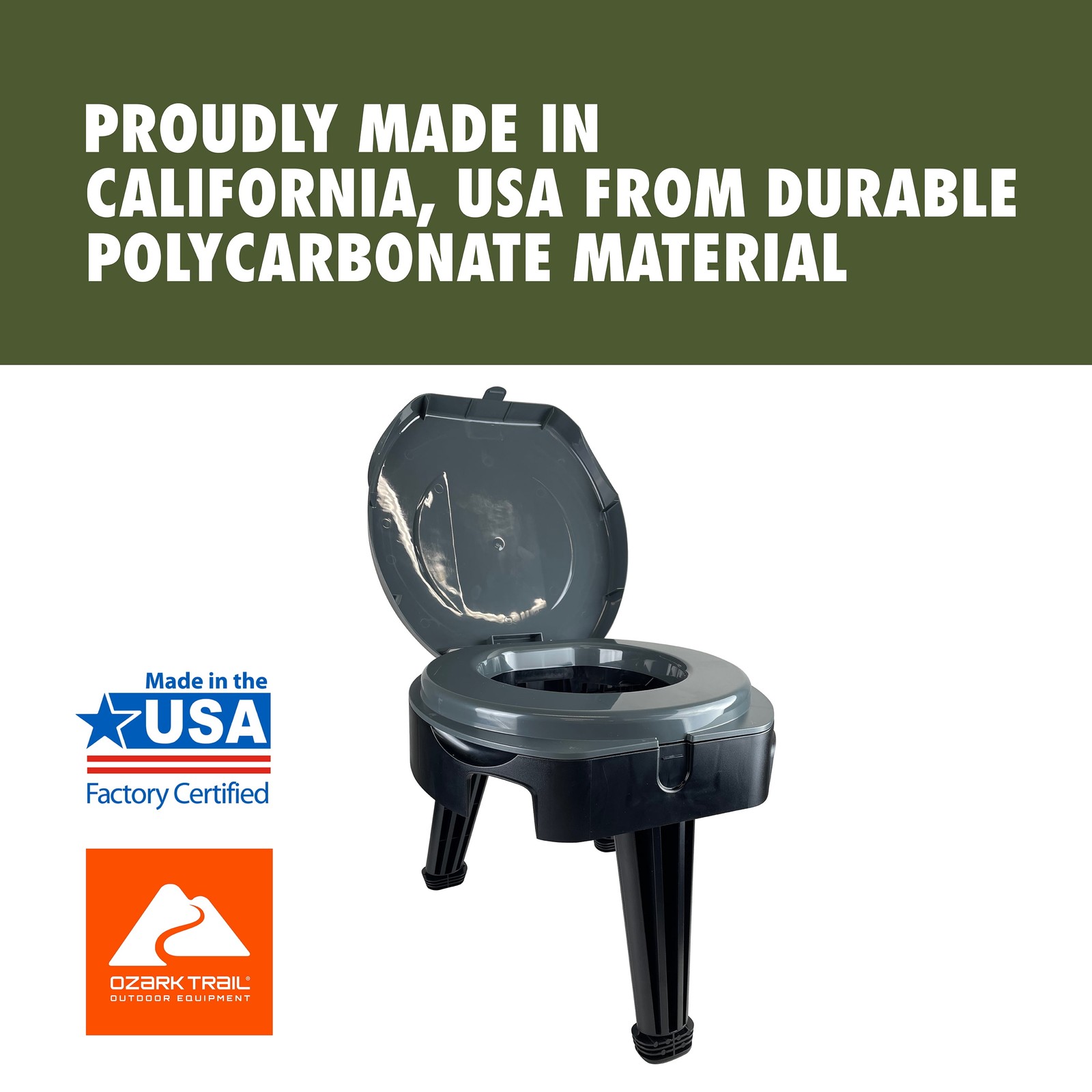 Folding Portable Camp Toilet with 1 gal Capacity for Outdoor Activities