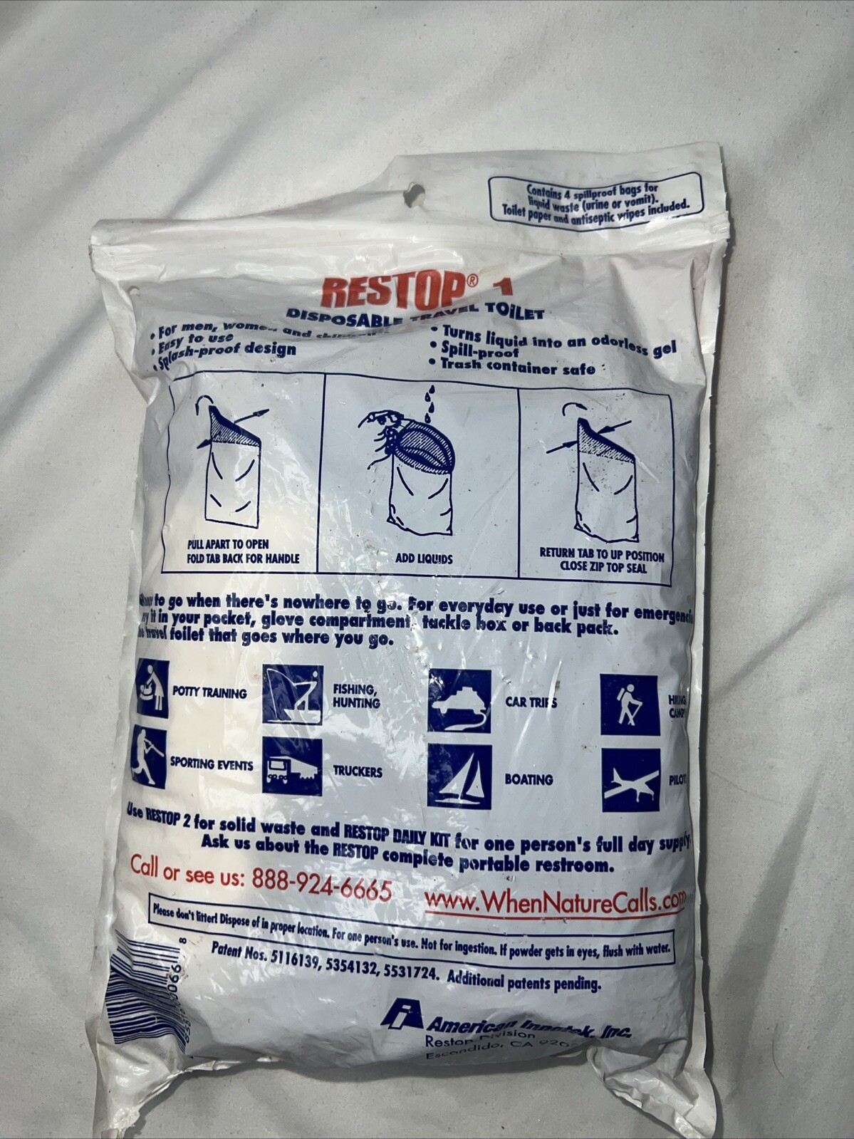 RESTOP 1 – Portable Toilet Liquid (Pee) Leak Proof Waste Bag Sealed