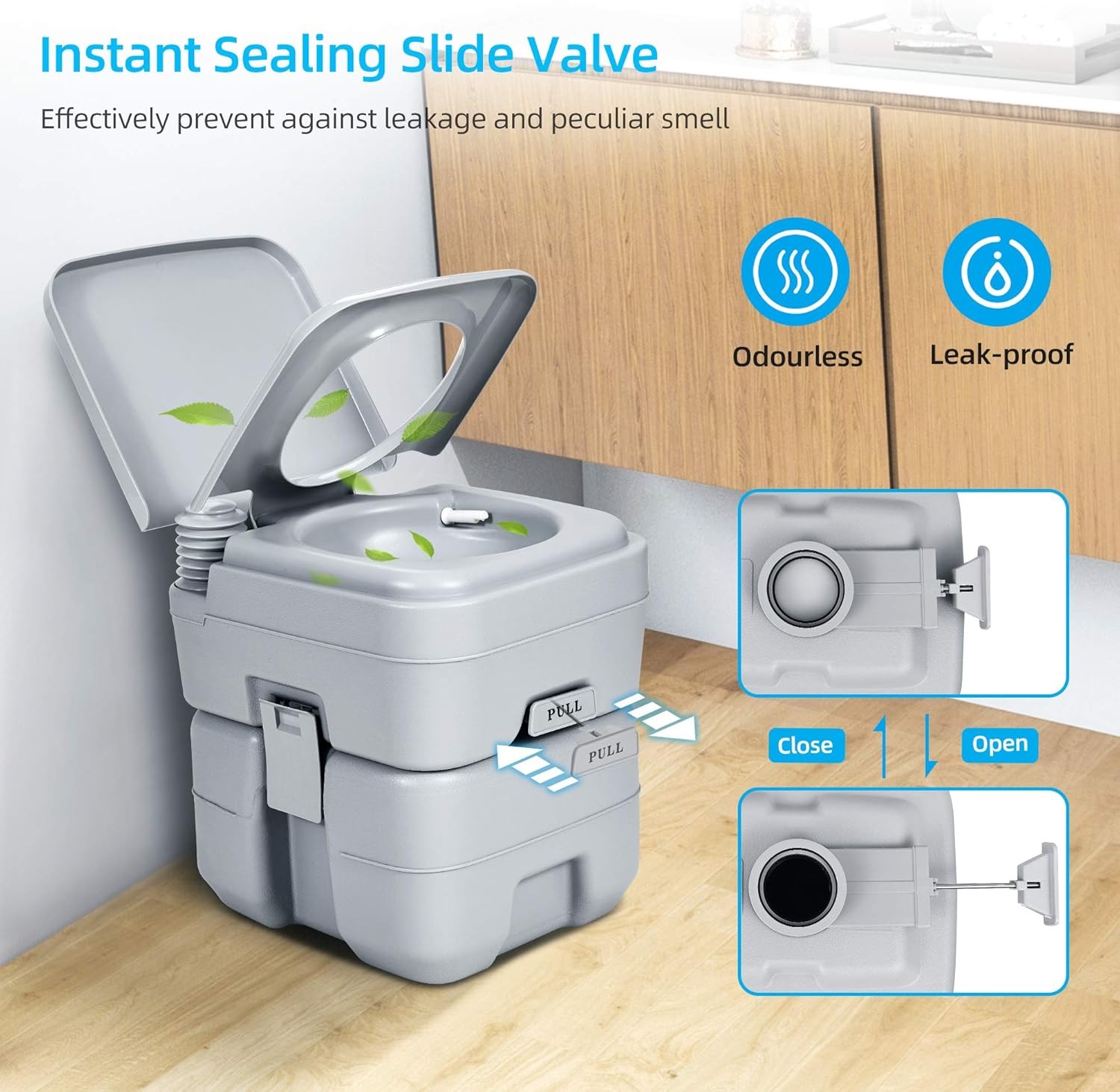 YITAHOME Portable Toilet Travel RV Potty, 5.3 Gallon Detachable Gal, Gray